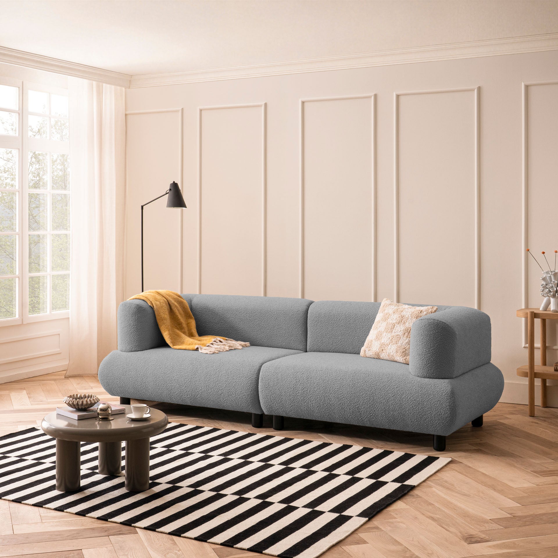 Sofa 3-Sitzer Anthrazit Polstersofa Couch Wohnzimmersofa Stoffsofa Designsofa
