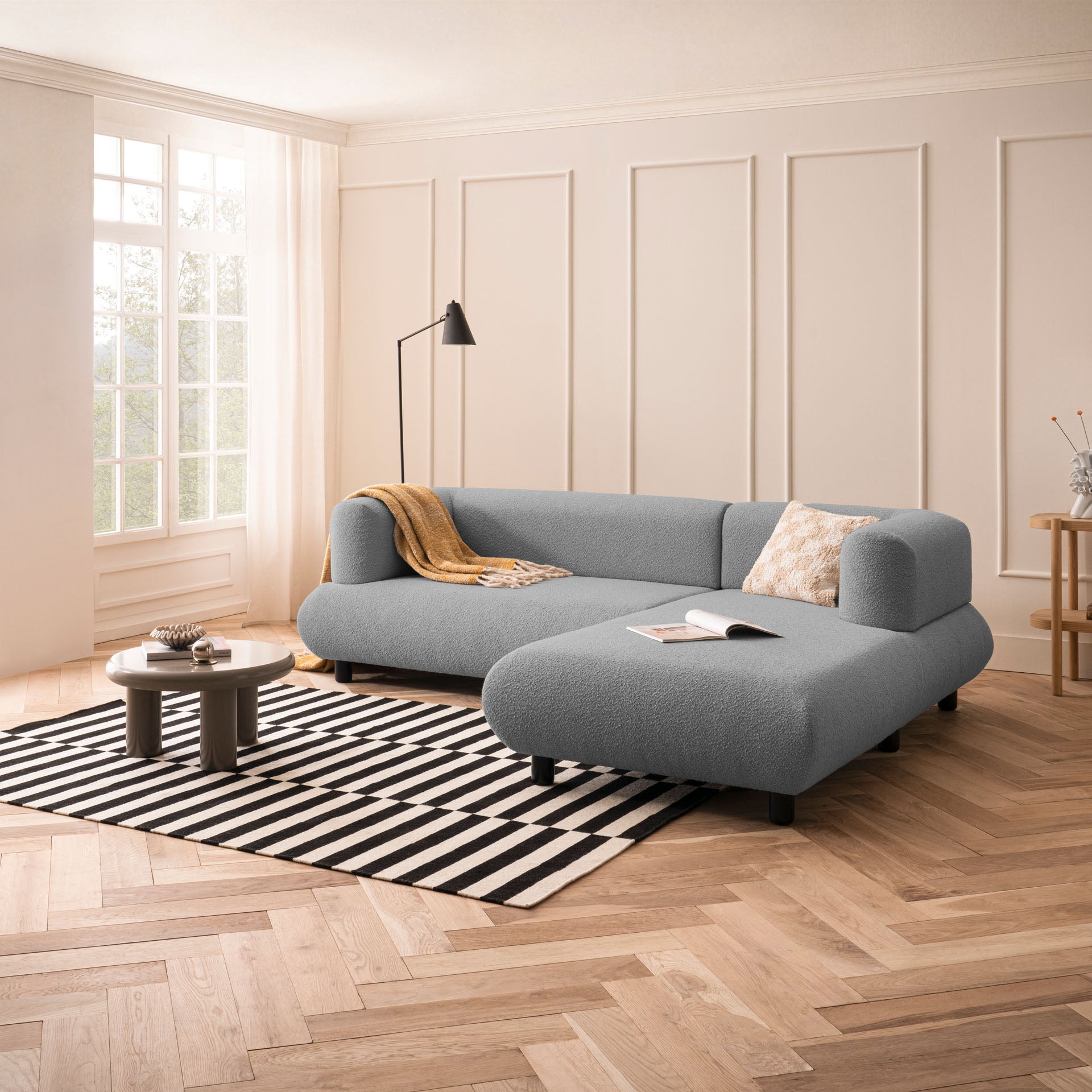 Sofa 3-Sitzer Ecksofa Anthrazit Polstersofa Couch L-Form Ottomane rechts Wohnlandschaft Designsofa