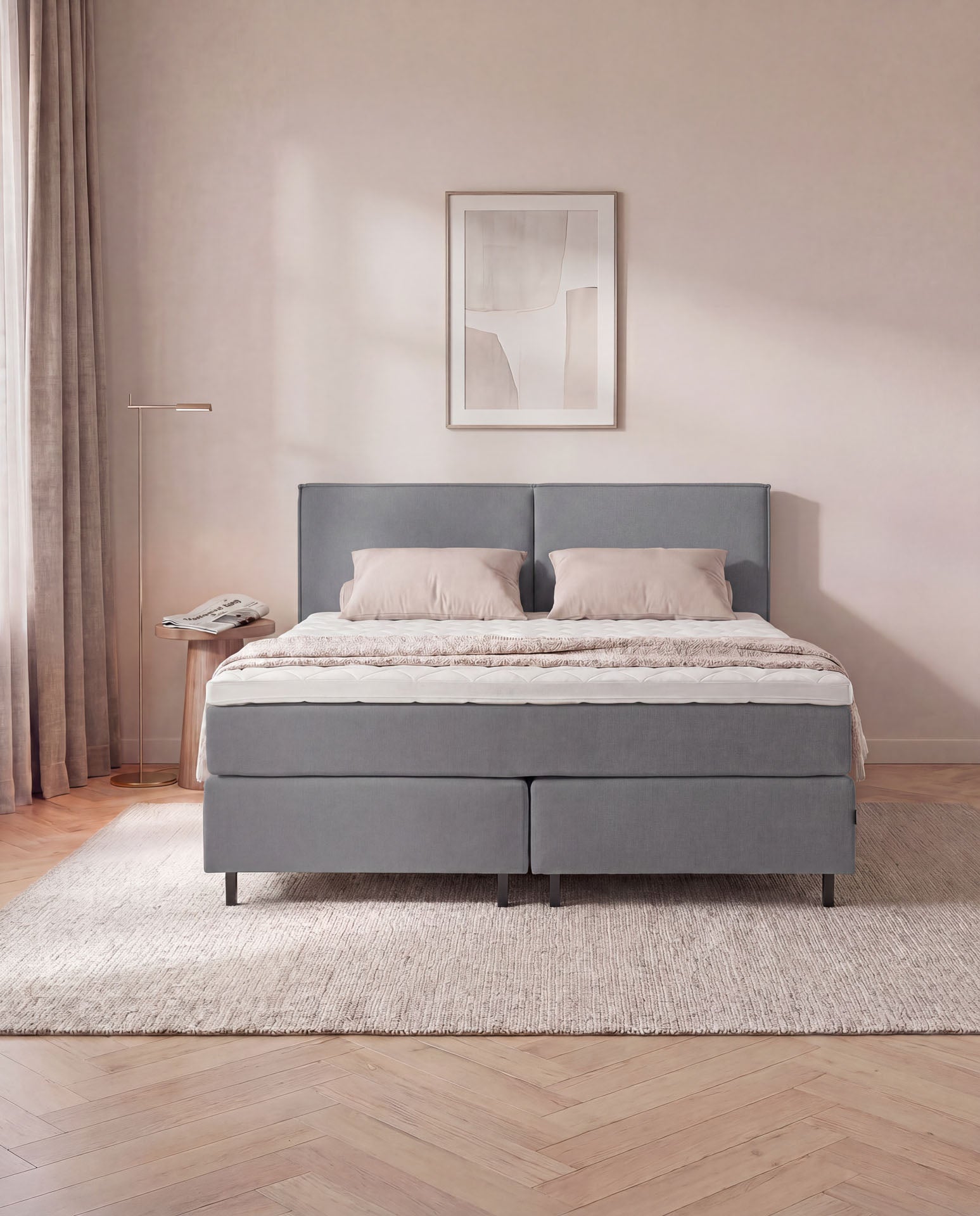 [SKU:3RIVA16ANTNB,3RIVA18ANTNB,3RIVA20ANTNB] Boxspringbett 160x200 180x200 200x200 Anthrazit Bett Polsterbett Doppelbett Boxspring Bett grau Schlafzimmer