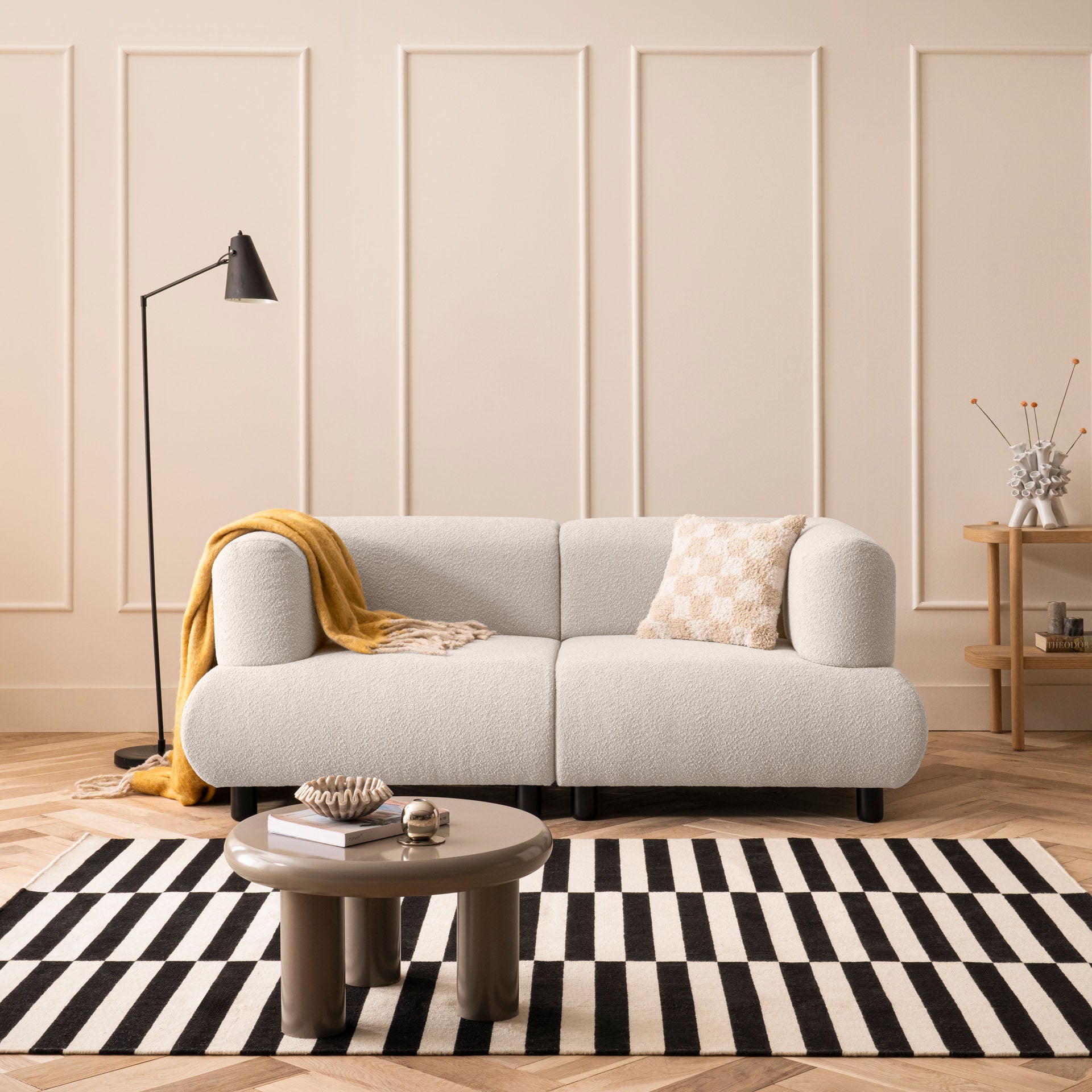 Sofa 2-Sitzer Beige Polstersofa Couch Wohnzimmersofa Stoffsofa Designsofa