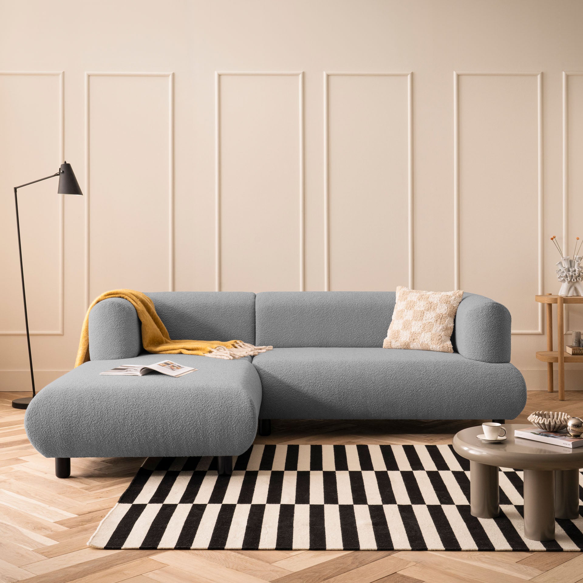 Sofa 3-Sitzer Ecksofa Anthrazit Polstersofa Couch L-Form Ottomane links Wohnlandschaft Designsofa