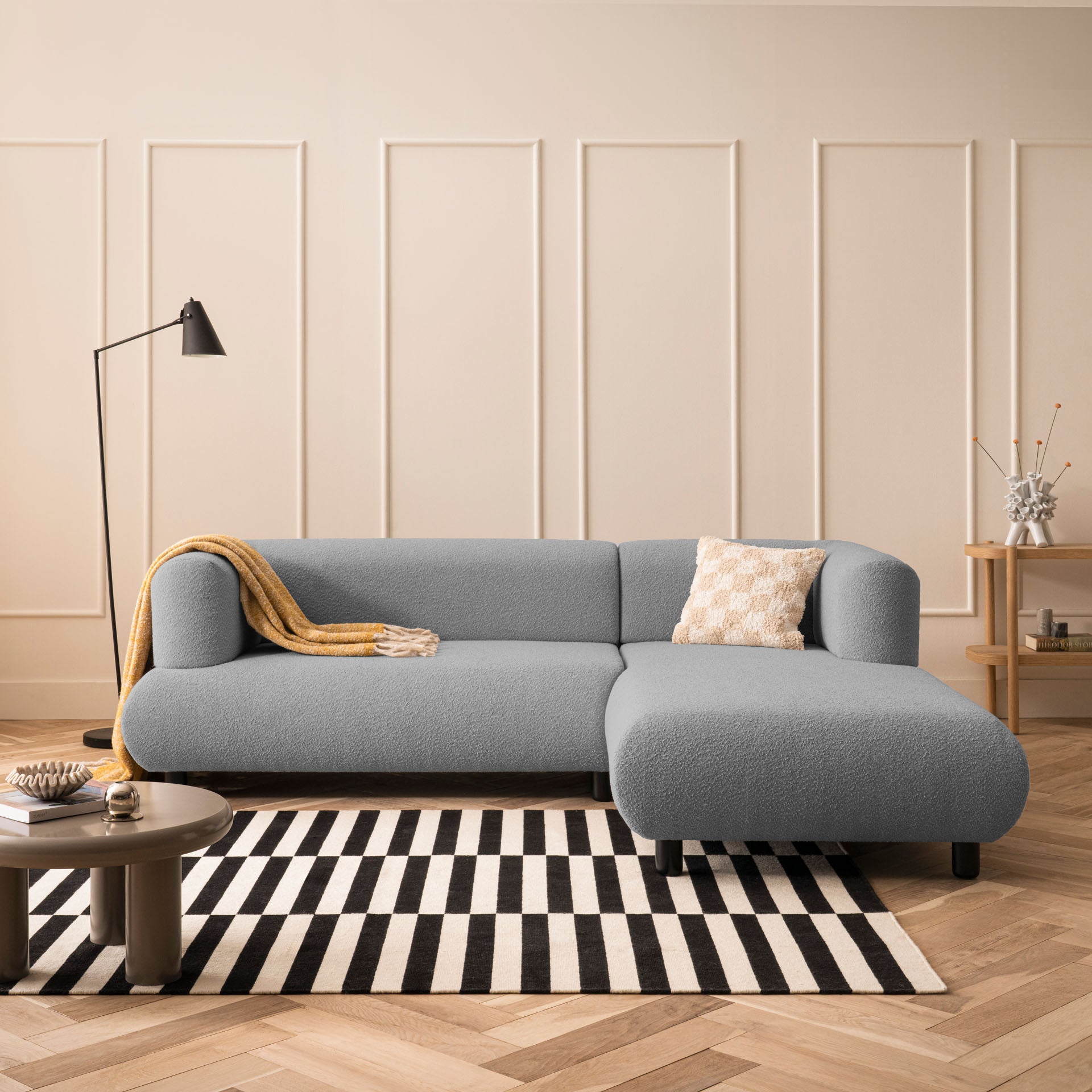 Sofa 3-Sitzer Ecksofa Anthrazit Polstersofa Couch L-Form Ottomane rechts Wohnlandschaft Designsofa