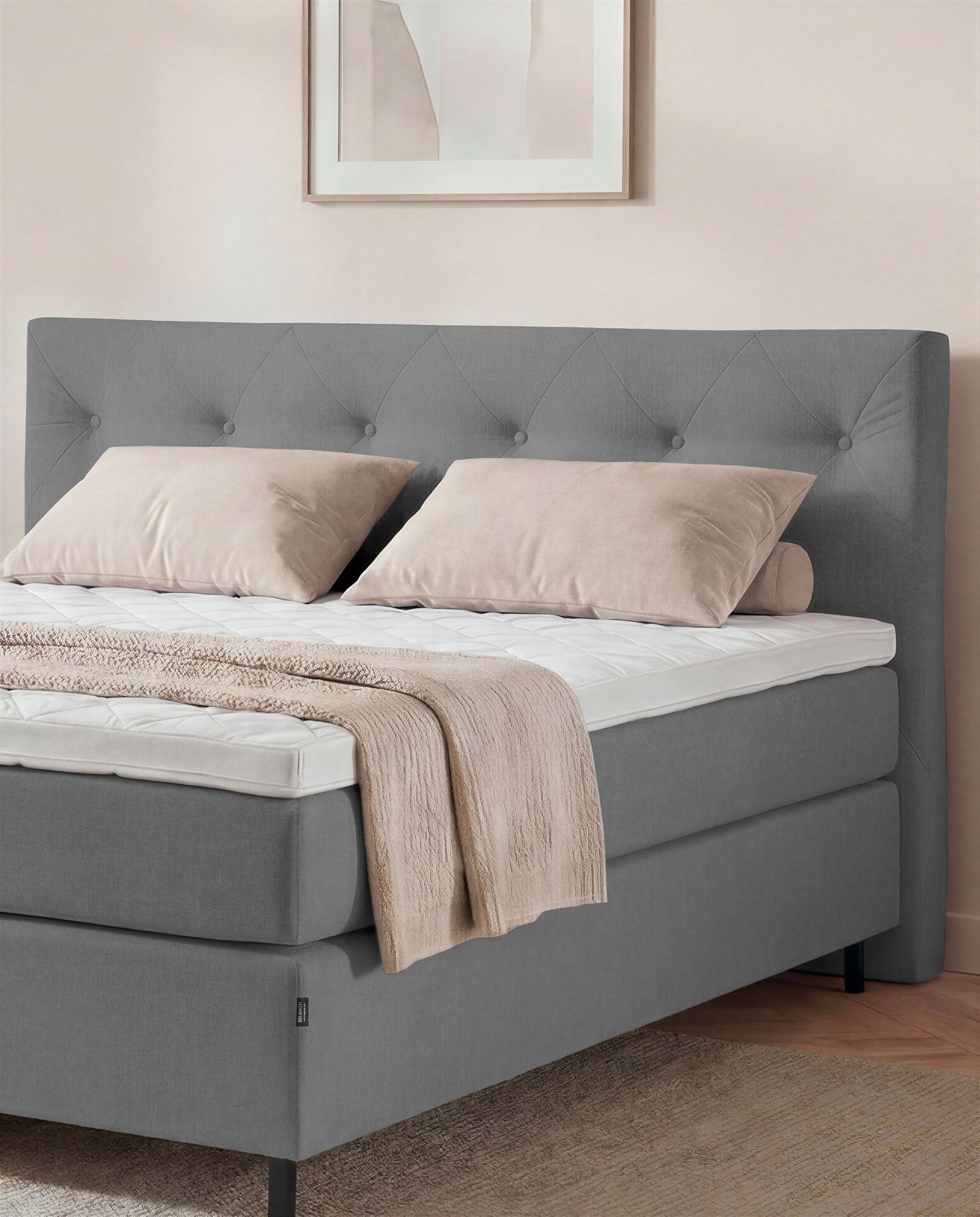Boxspringbett 160x200 180x200 200x200 Anthrazit Bett Polsterbett Doppelbett Boxspring Bett grau Schlafzimmer