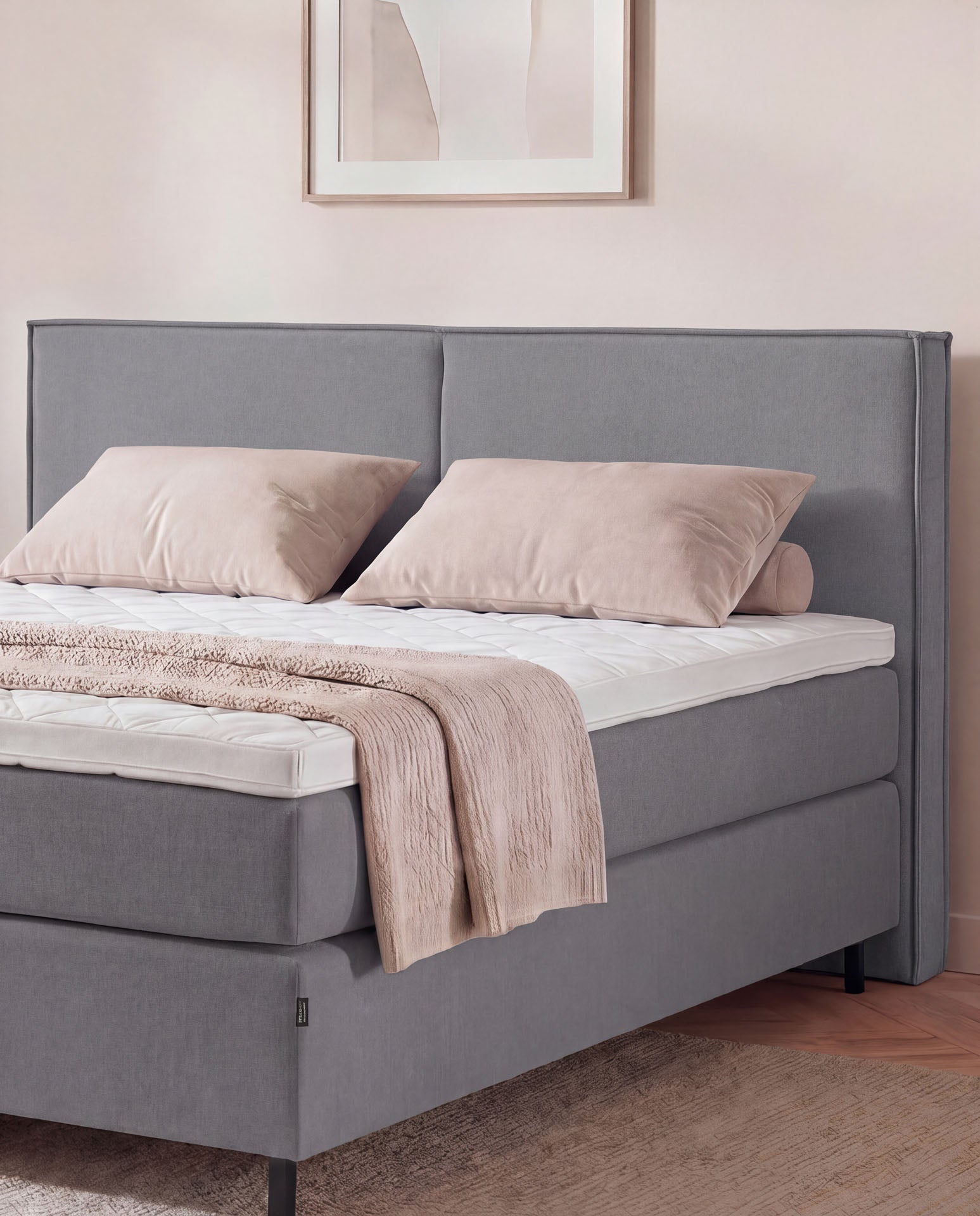 [SKU:3RIVA16ANTNB,3RIVA18ANTNB,3RIVA20ANTNB] Boxspringbett 160x200 180x200 200x200 Anthrazit Bett Polsterbett Doppelbett Boxspring Bett grau Schlafzimmer