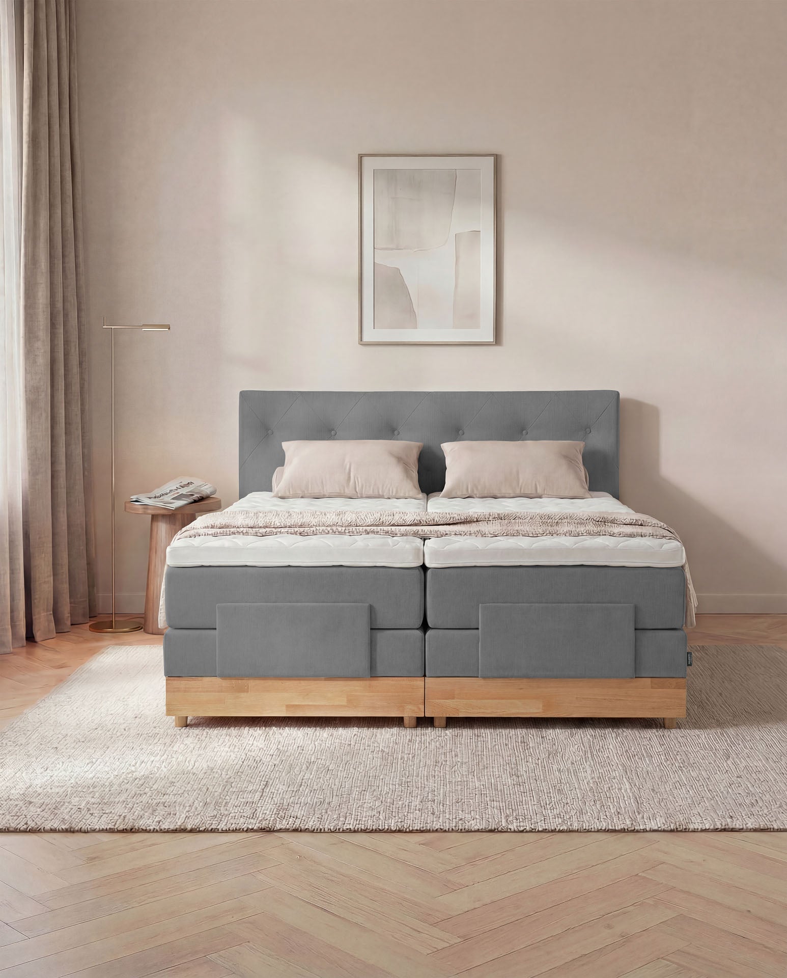 Boxspringbett 160x200 180x200 200x200 Anthrazit Bett elektrisch verstellbar Eiche Holz Motorbett Bett mit Motor Polsterbett Doppelbett Bett verstellbar Schlafzimmer