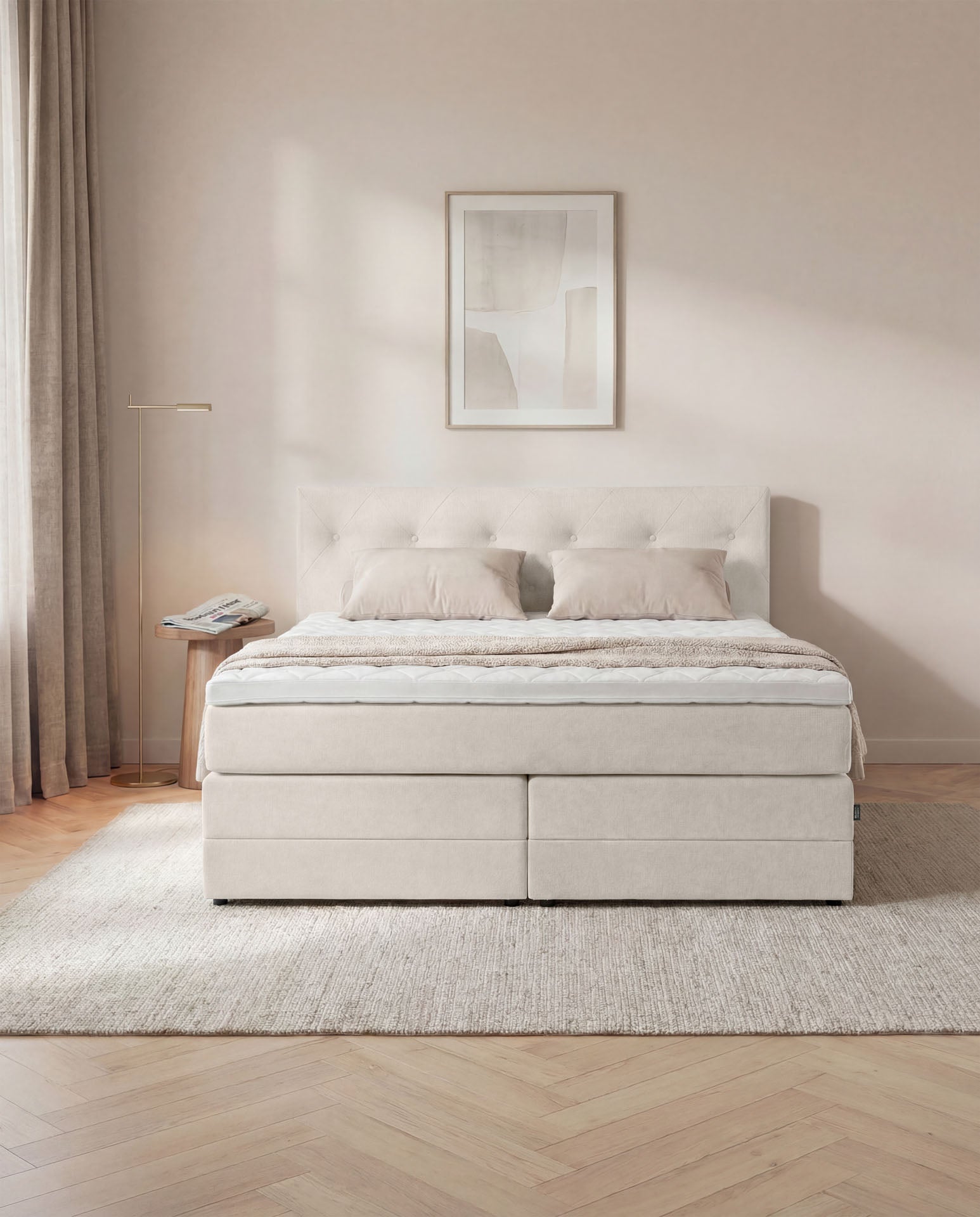 Boxspringbett 160x200 180x200 200x200 Beige Bett Bettkasten Polsterbett Doppelbett Stauraumbett Bett mit Stauraum Schlafzimmer