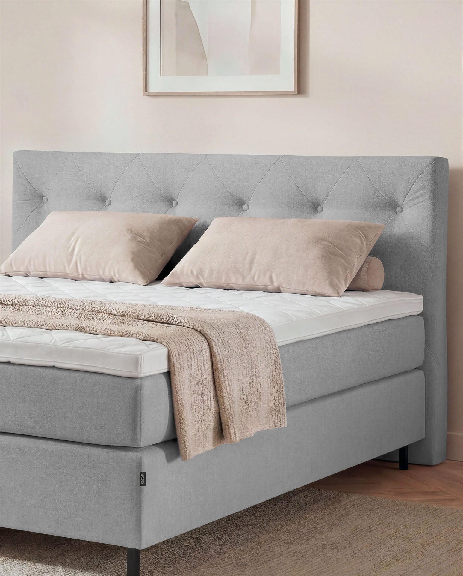 Boxspringbett 160x200 180x200 200x200 Hellgrau Bett Polsterbett Doppelbett Boxspring Bett grau Schlafzimmer