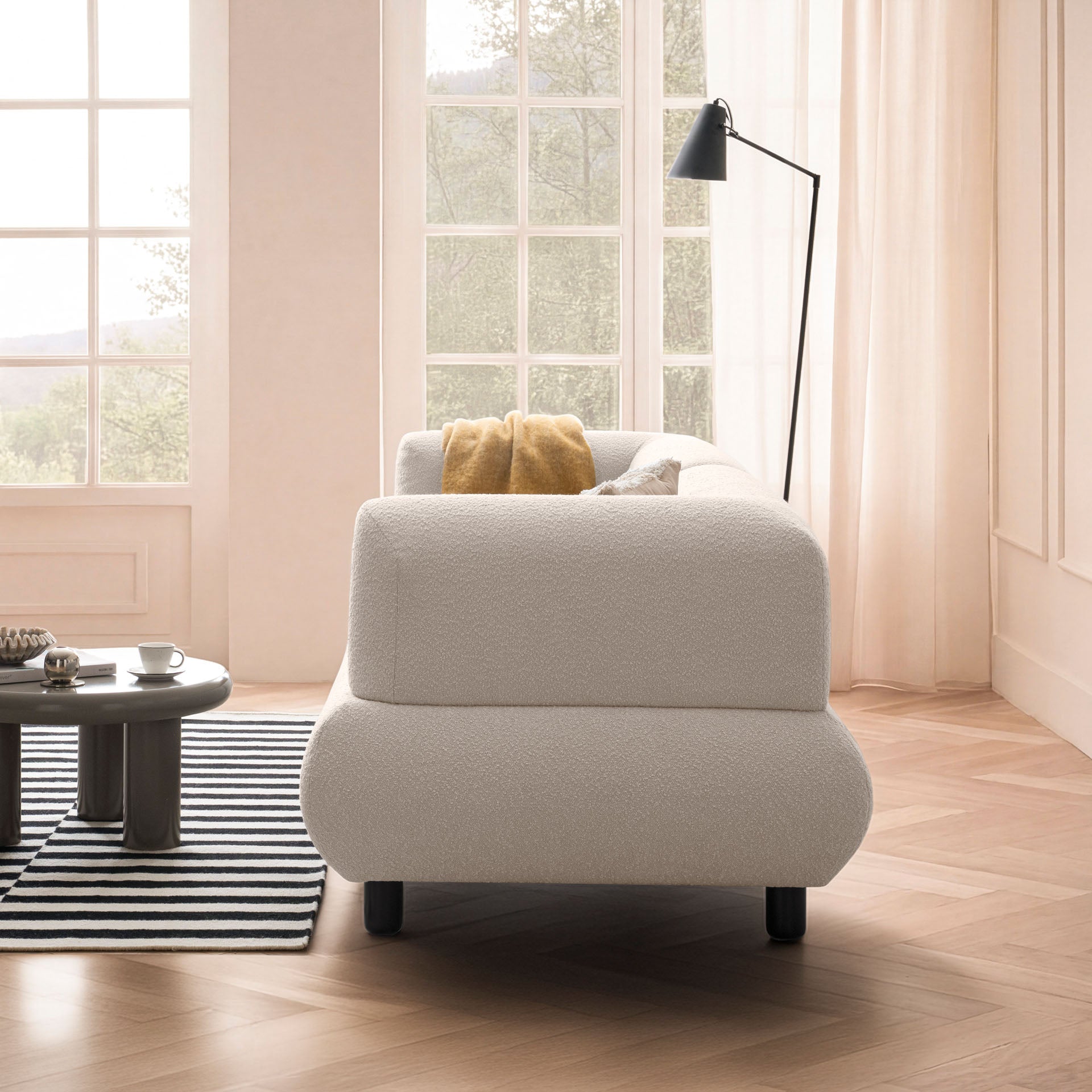 Sofa 3-Sitzer Beige Polstersofa Couch Wohnzimmersofa Stoffsofa Designsofa