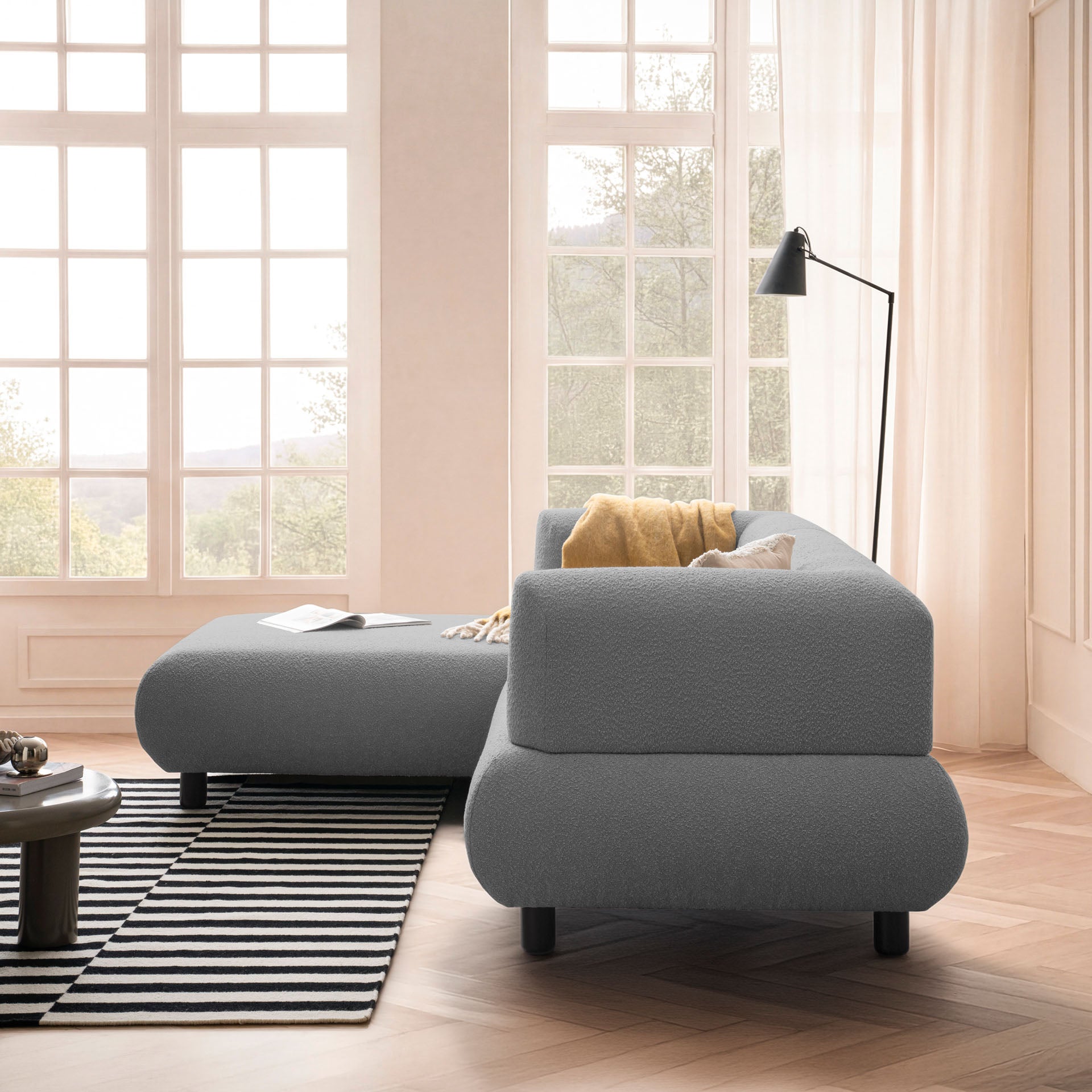 Sofa 3-Sitzer Ecksofa Anthrazit Polstersofa Couch L-Form Ottomane links Wohnlandschaft Designsofa