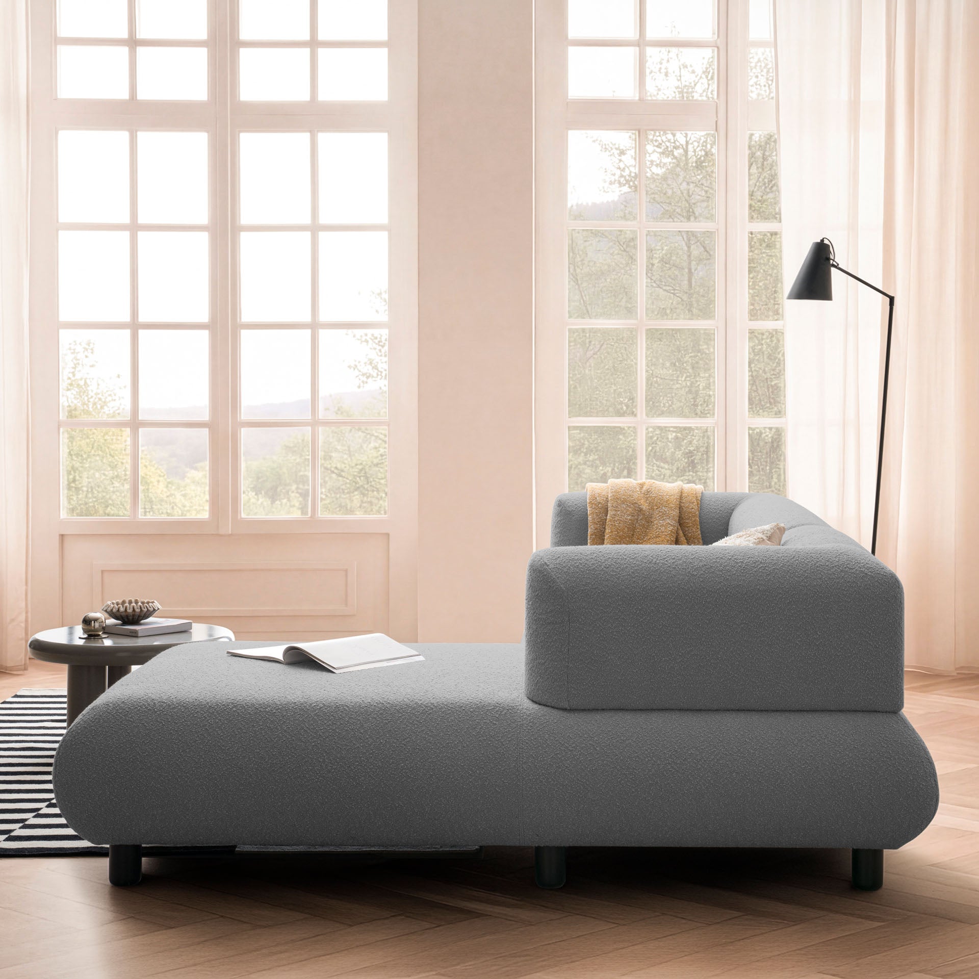 Sofa 3-Sitzer Ecksofa Anthrazit Polstersofa Couch L-Form Ottomane rechts Wohnlandschaft Designsofa