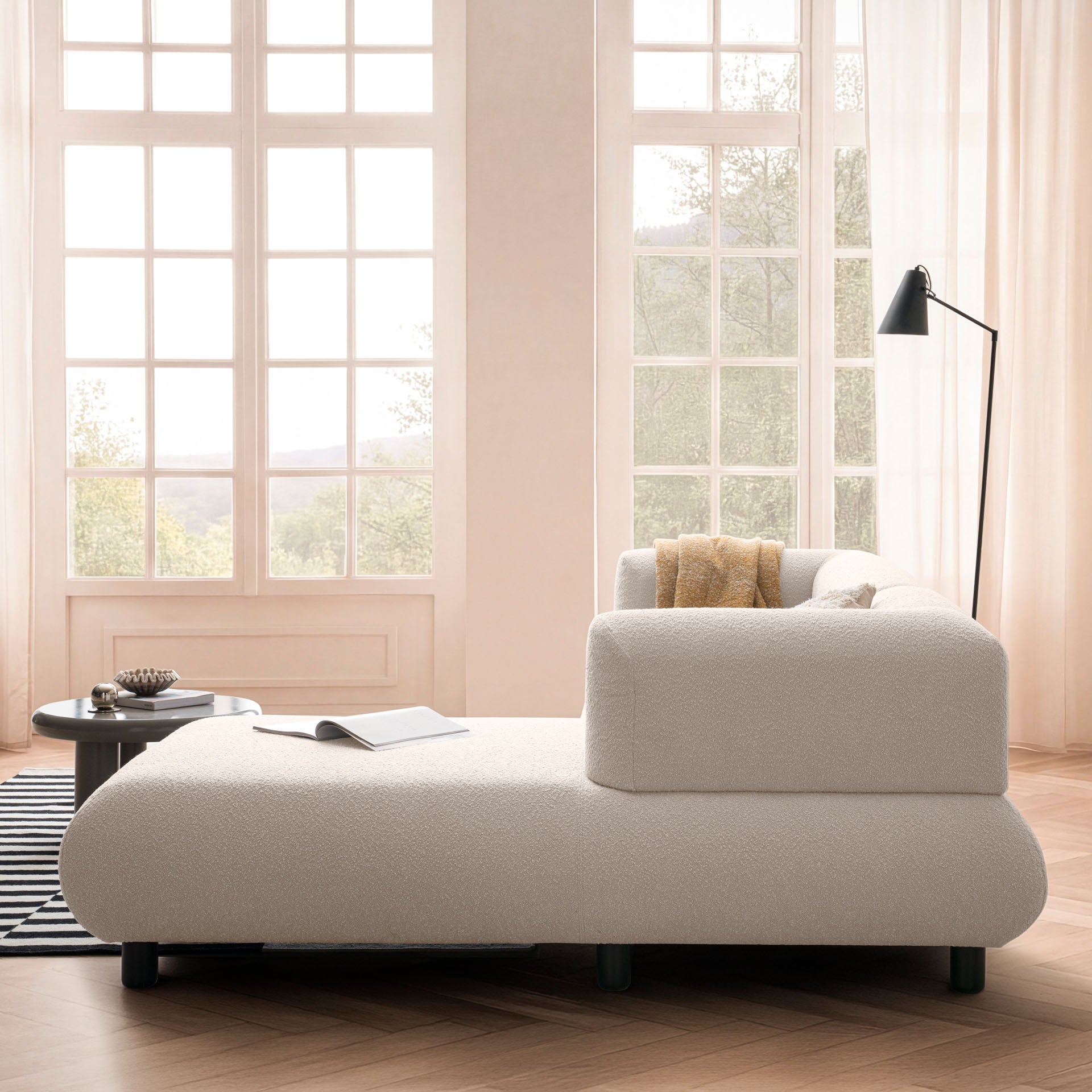 Sofa 3-Sitzer Ecksofa Beige Polstersofa Couch L-Form Ottomane rechts Wohnlandschaft Designsofa