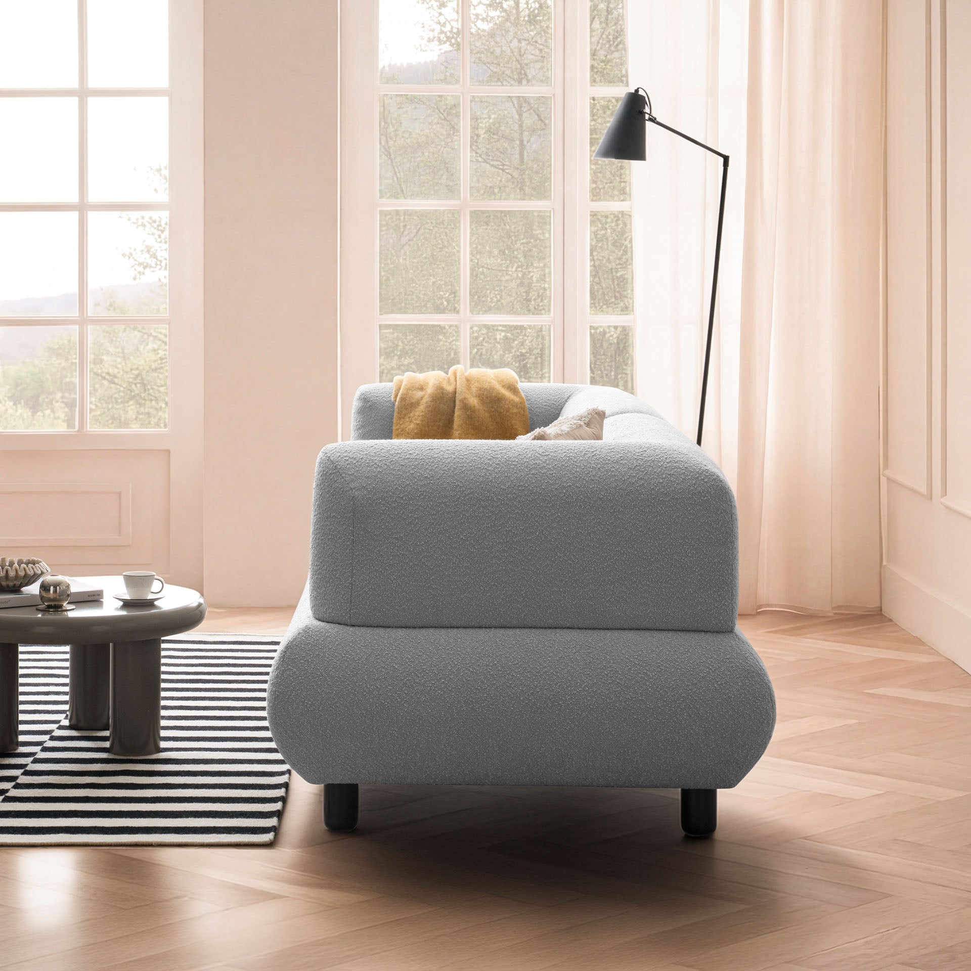 Sofa 3-Sitzer Hellgrau Polstersofa Couch Wohnzimmersofa Stoffsofa Designsofa