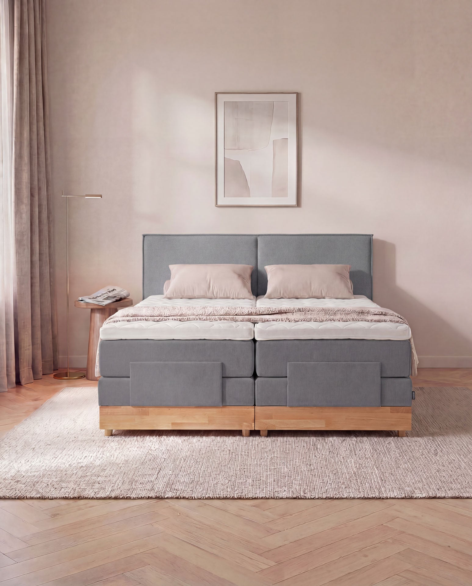 [SKU:3RIVA16ANTEVE,3RIVA18ANTEVE,3RIVA20ANTEVE] Boxspringbett elektrisch verstellbar Eiche 160x200 180x200 200x200 Anthrazit Motorbett Bett mit Motor Holzrahmen Doppelbett