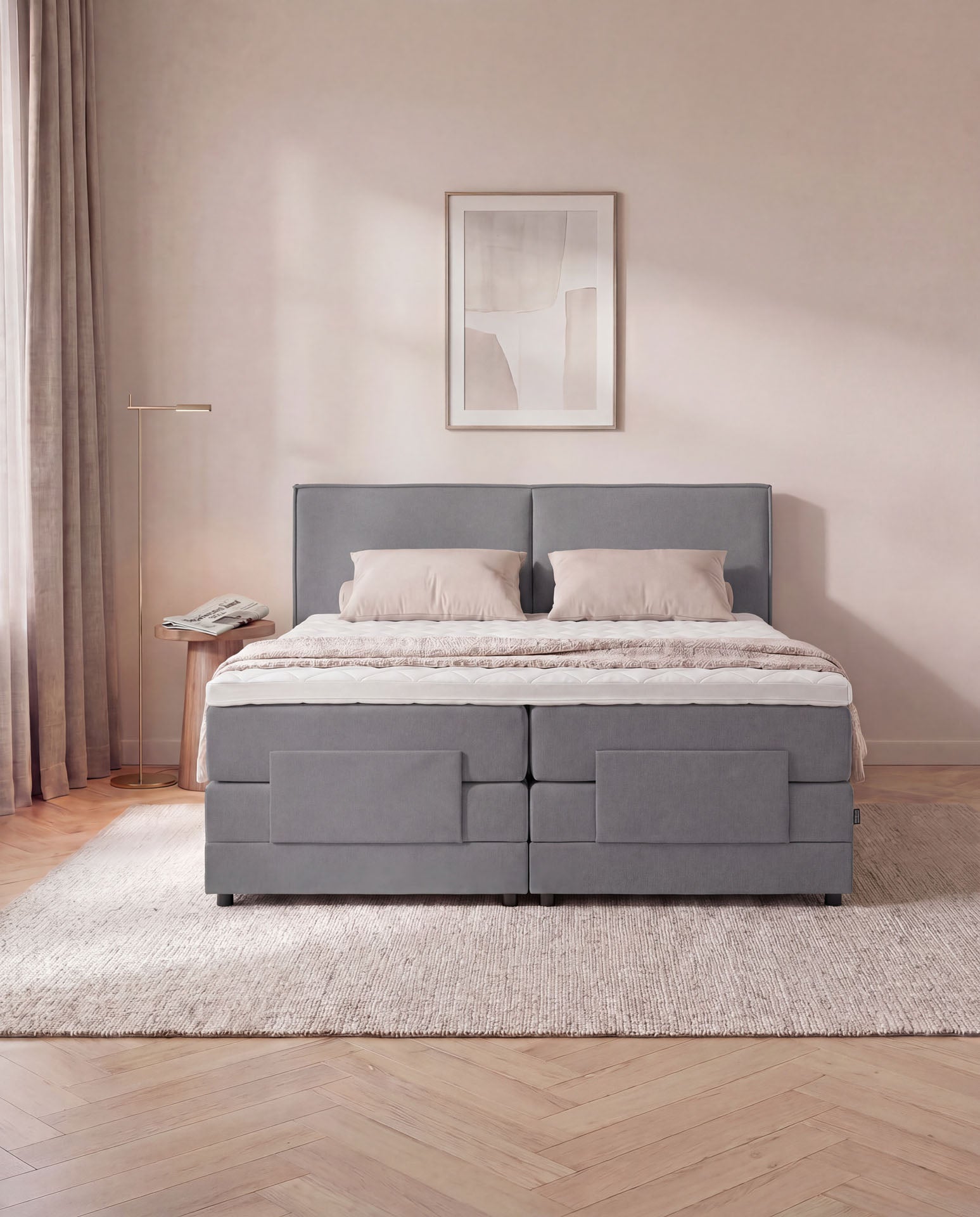[SKU:3RIVA16ANTEV,3RIVA18ANTEV,3RIVA20ANTEV] Boxspringbett elektrisch verstellbar 160x200 180x200 200x200 Anthrazit Motorbett Bett mit Motor Polsterbett Doppelbett