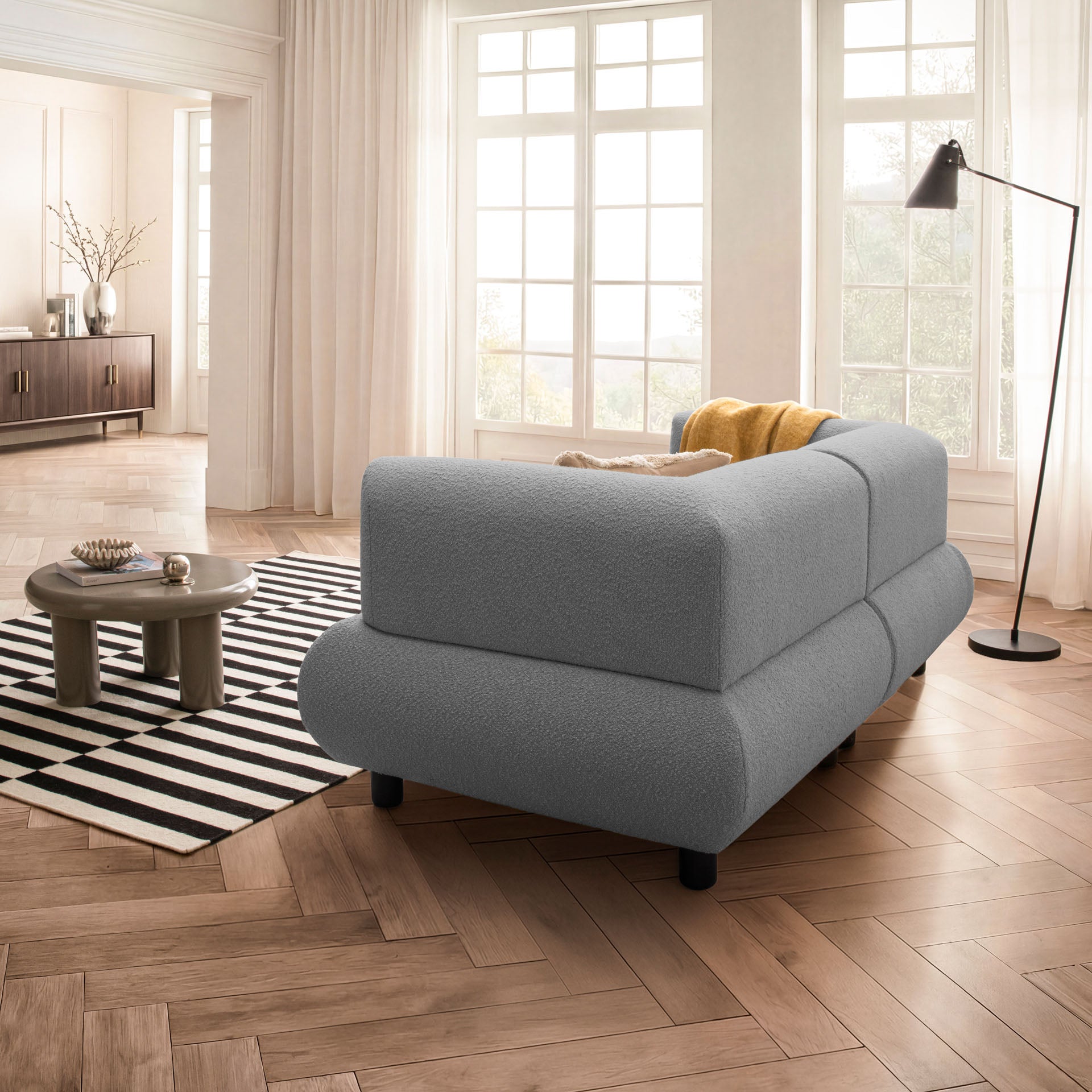 Sofa 2-Sitzer Anthrazit Polstersofa Couch Wohnzimmersofa Stoffsofa Designsofa