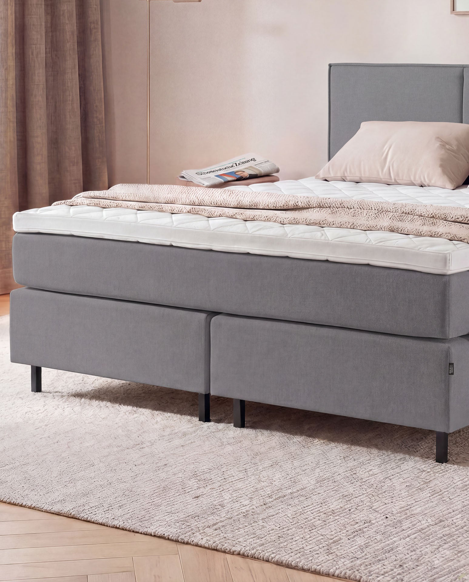 [SKU:3RIVA16ANTNB,3RIVA18ANTNB,3RIVA20ANTNB] Boxspringbett 160x200 180x200 200x200 Anthrazit Bett Polsterbett Doppelbett Boxspring Bett grau Schlafzimmer