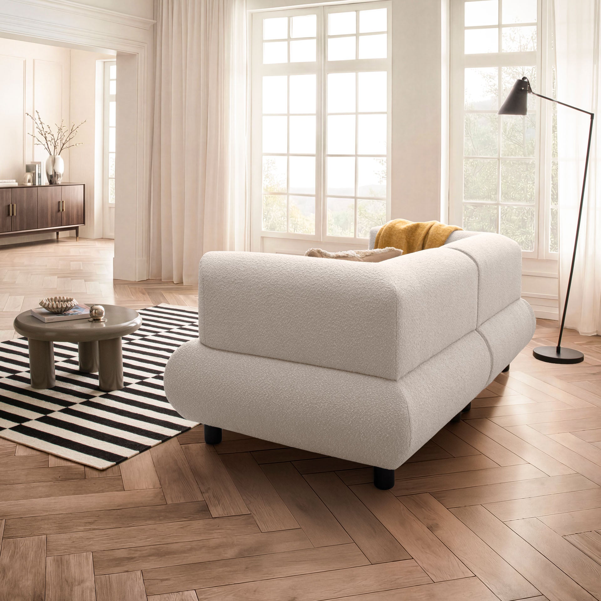 Sofa 2-Sitzer Beige Polstersofa Couch Wohnzimmersofa Stoffsofa Designsofa