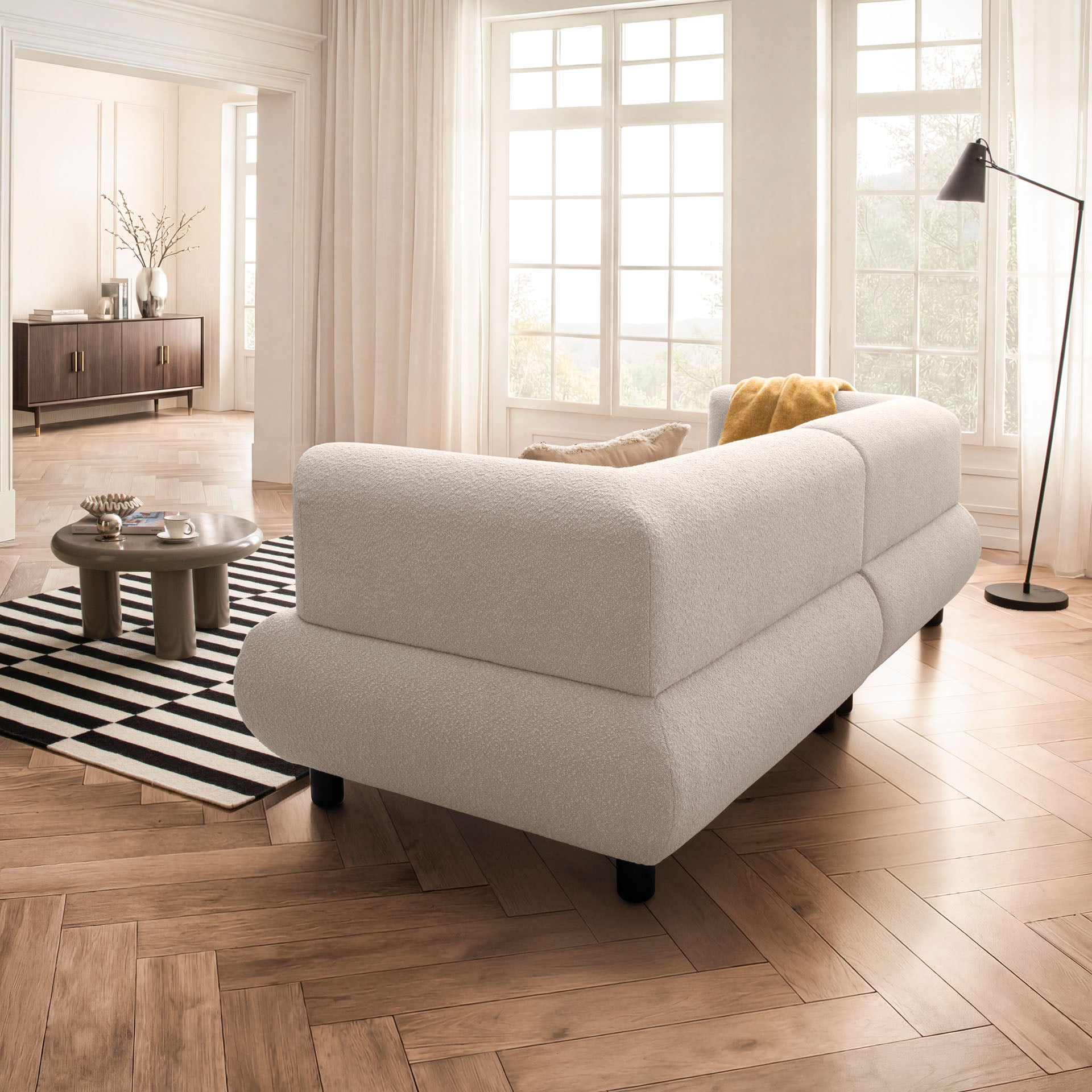Sofa 3-Sitzer Beige Polstersofa Couch Wohnzimmersofa Stoffsofa Designsofa