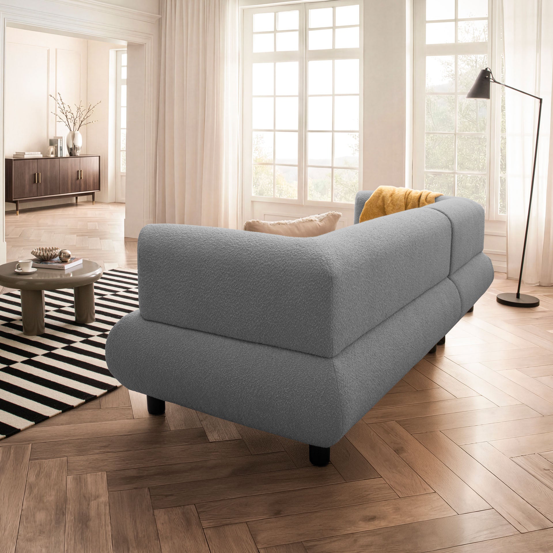 Sofa 3-Sitzer Ecksofa Anthrazit Polstersofa Couch L-Form Ottomane links Wohnlandschaft Designsofa