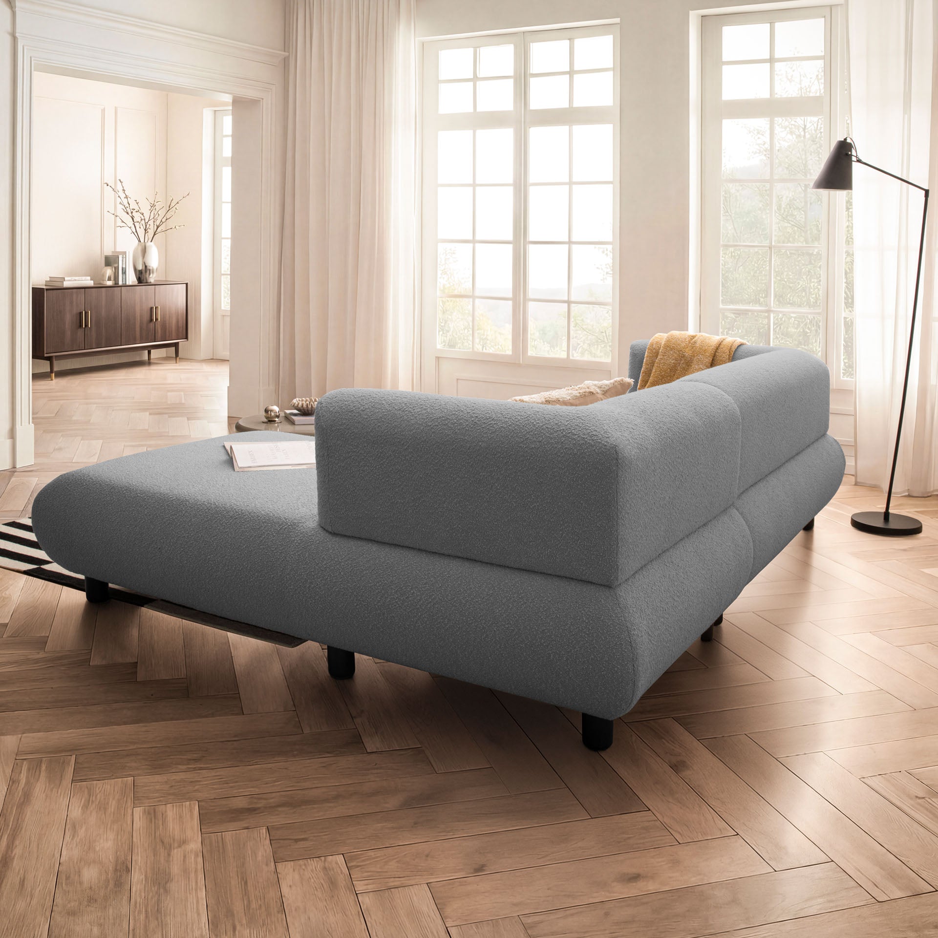 Sofa 3-Sitzer Ecksofa Anthrazit Polstersofa Couch L-Form Ottomane rechts Wohnlandschaft Designsofa
