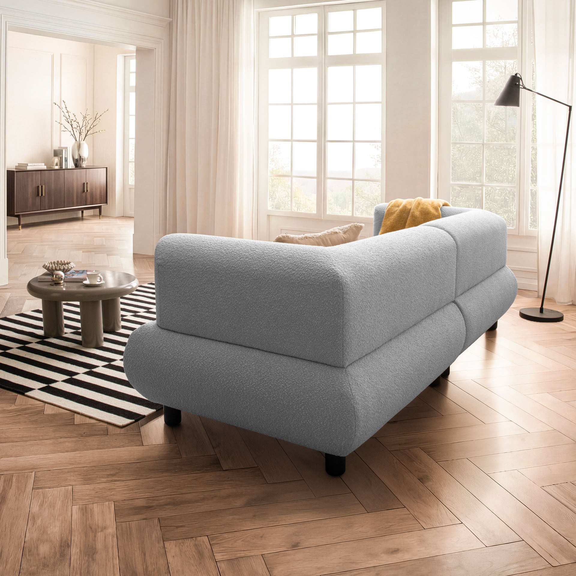 Sofa 3-Sitzer Hellgrau Polstersofa Couch Wohnzimmersofa Stoffsofa Designsofa