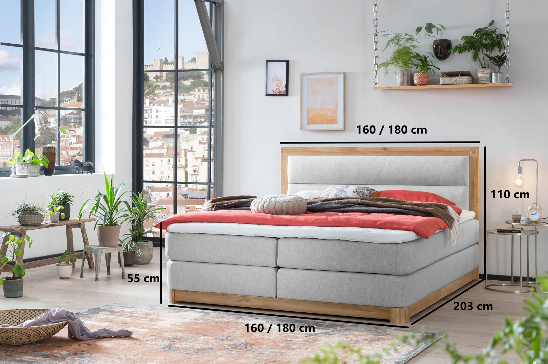 [SKU:VYG-140EC-HLG,VYG-160EC-HLG,VYG-180EC-HLG-H2,VYG-200EC-HLG] Boxspringbett 180x200 160x200 Bett Bettkasten Polsterbett Doppelbett