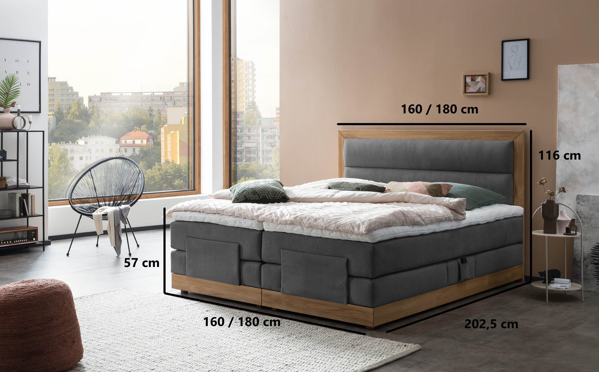 [SKU:MODELA-100-ANT,MODELA-160-ANT,MODELA-180-ANT,MODELA-200-ANT] Boxspringbett 180x200 160x200 Bett Bettkasten Polsterbett Doppelbett Motorbett Bett elektrisch verstellbar Bett mit Motor