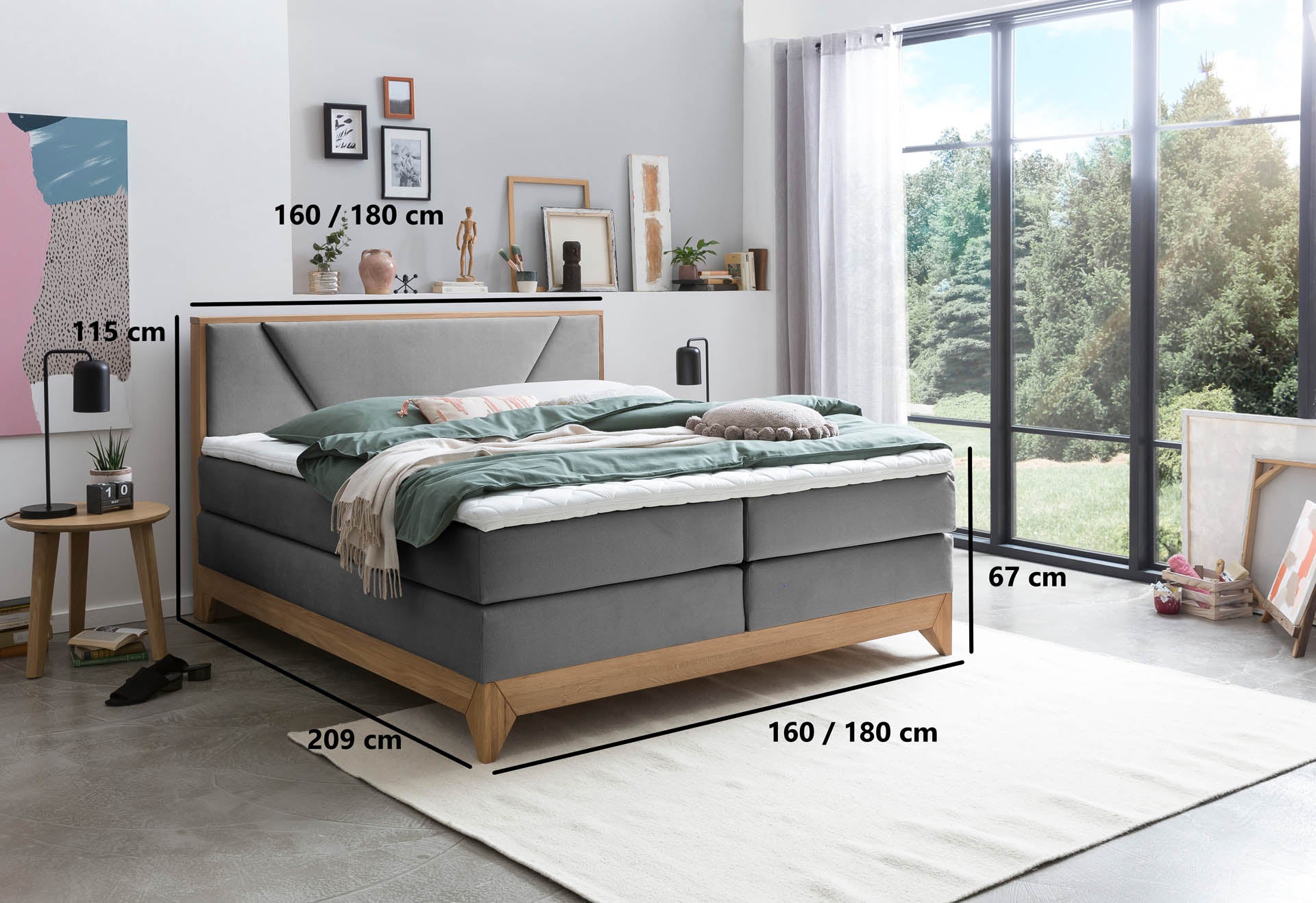 [SKU:RIVIERA-140-ANT,RIVIERA-160-ANT,RIVIERA-180-ANT,RIVIERA-200-ANT] Boxspringbett 180x200 160x200 Bett Bettkasten Polsterbett Doppelbett Motorbett Bett elektrisch verstellbar Bett mit Motor