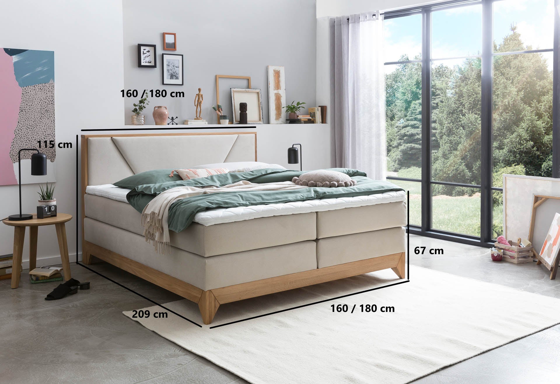 [SKU:RIVIERA-140-BEIGE,RIVIERA-160-BEIGE,RIVIERA-180-BEIGE,RIVIERA-200-BEIGE] Boxspringbett 180x200 160x200 Bett Bettkasten Polsterbett Doppelbett Motorbett Bett elektrisch verstellbar Bett mit Motor