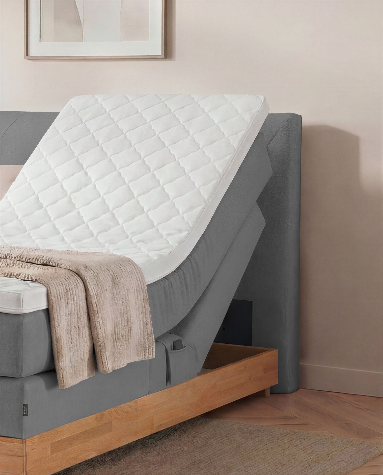 Boxspringbett 160x200 180x200 200x200 Anthrazit Bett elektrisch verstellbar Eiche Holz Motorbett Bett mit Motor Polsterbett Doppelbett Bett verstellbar Schlafzimmer