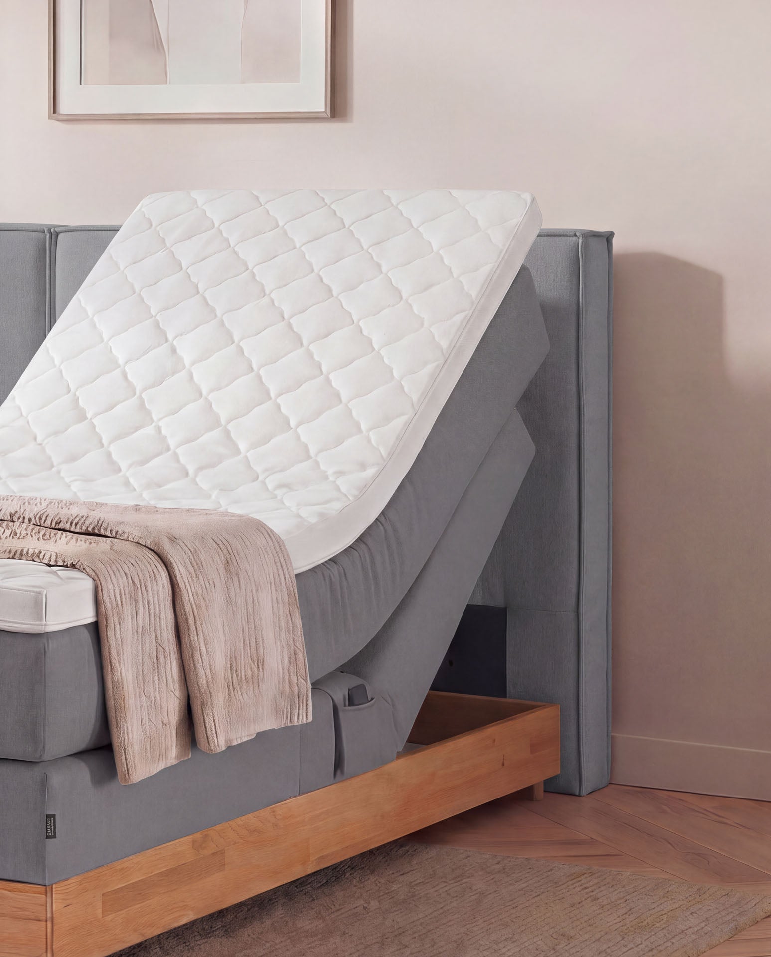 [SKU:3RIVA16ANTEVE,3RIVA18ANTEVE,3RIVA20ANTEVE] Boxspringbett elektrisch verstellbar Eiche 160x200 180x200 200x200 Anthrazit Motorbett Bett mit Motor Holzrahmen Doppelbett