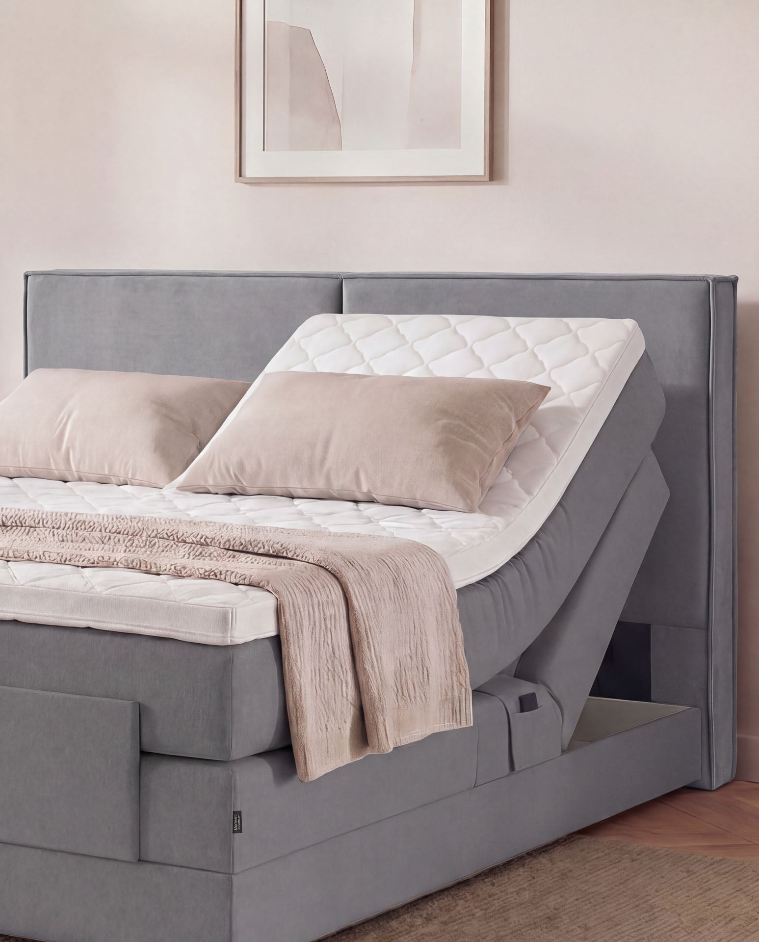[SKU:3RIVA16ANTEV,3RIVA18ANTEV,3RIVA20ANTEV] Boxspringbett elektrisch verstellbar 160x200 180x200 200x200 Anthrazit Motorbett Bett mit Motor Polsterbett Doppelbett