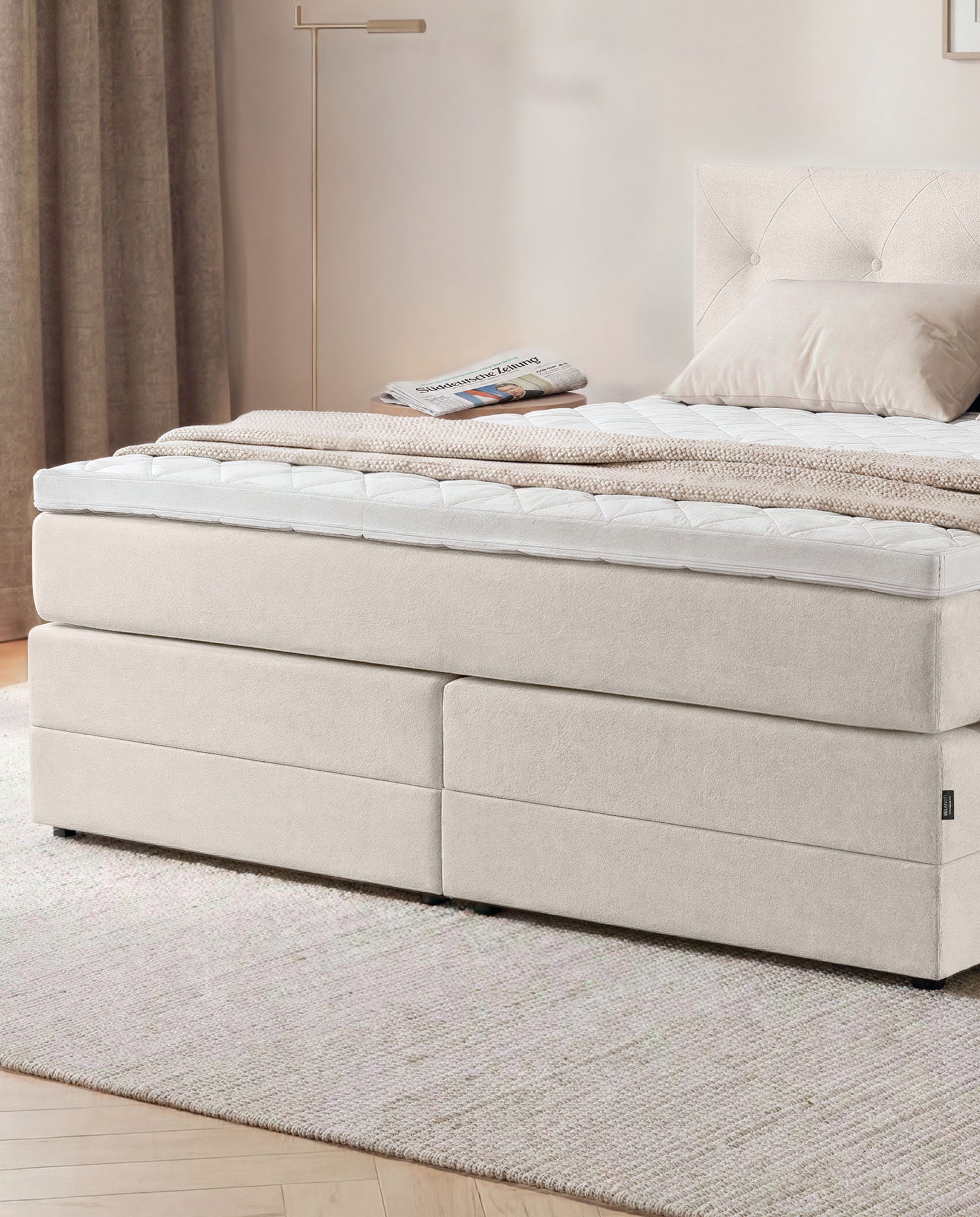 Boxspringbett 160x200 180x200 200x200 Beige Bett Bettkasten Polsterbett Doppelbett Stauraumbett Bett mit Stauraum Schlafzimmer