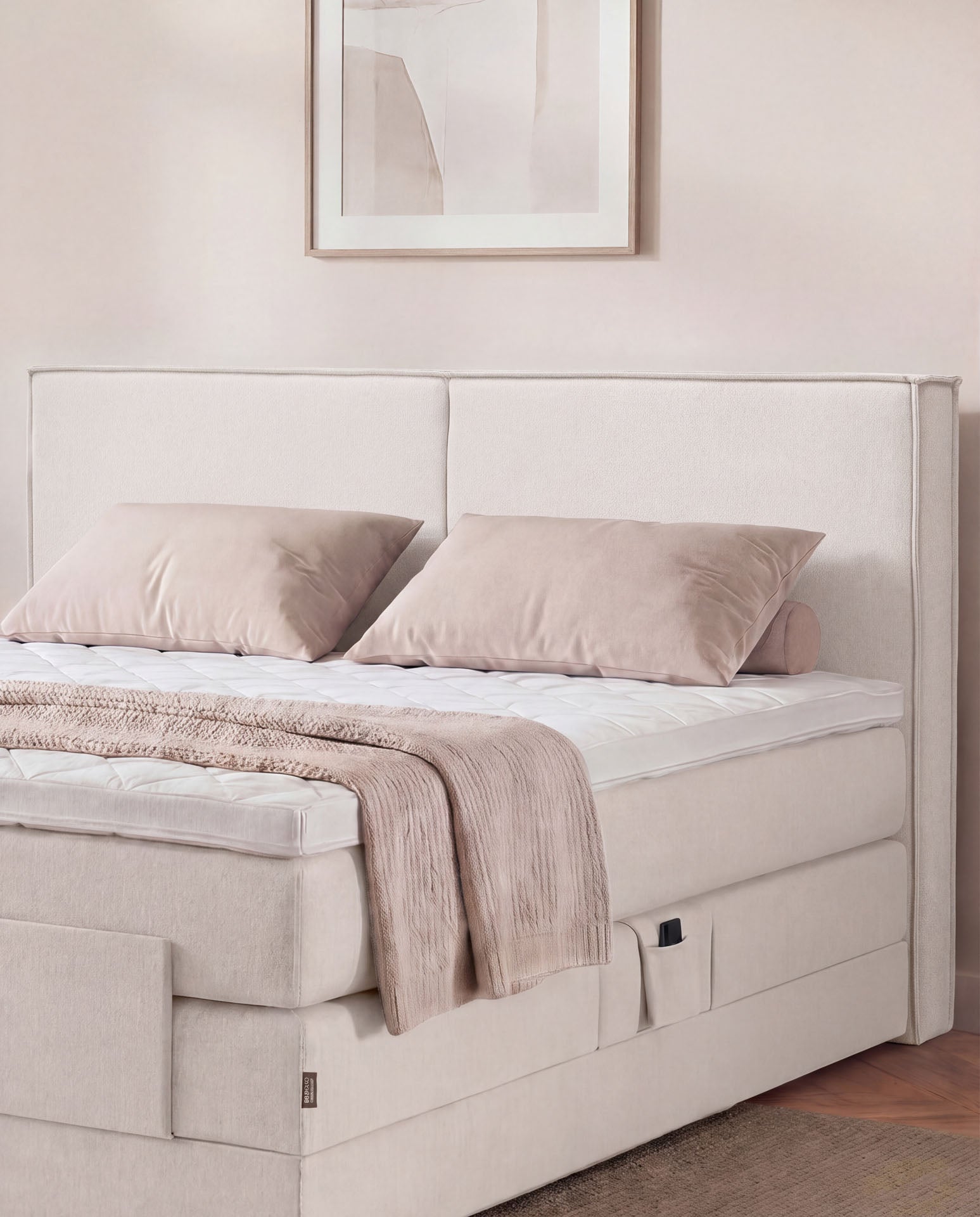 [SKU:3RIVA16BEIEV,3RIVA18BEIEV,3RIVA20BEIEV] Boxspringbett elektrisch verstellbar 160x200 180x200 200x200 Beige Motorbett Bett mit Motor Polsterbett Doppelbett