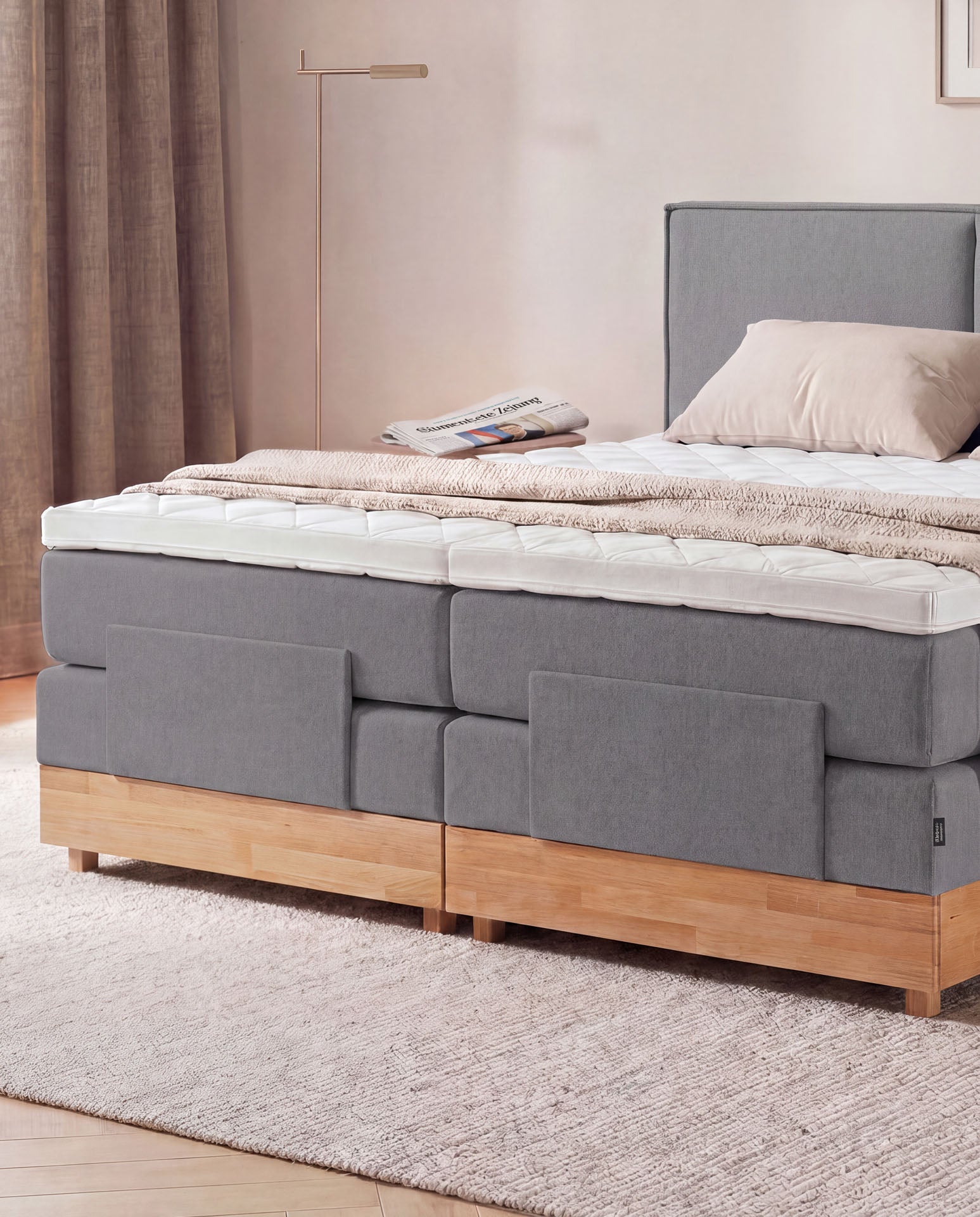 [SKU:3RIVA16ANTEVE,3RIVA18ANTEVE,3RIVA20ANTEVE] Boxspringbett elektrisch verstellbar Eiche 160x200 180x200 200x200 Anthrazit Motorbett Bett mit Motor Holzrahmen Doppelbett