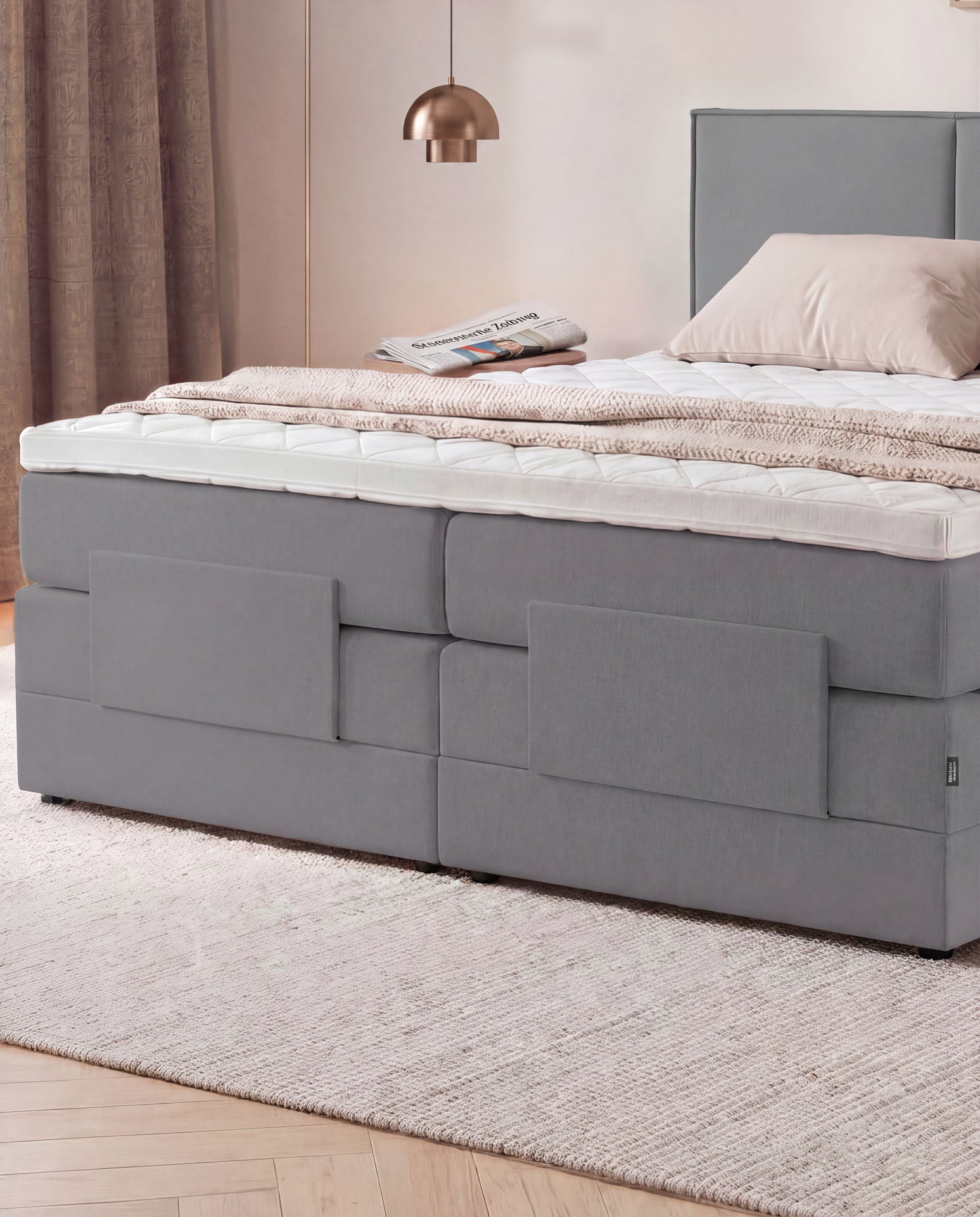 [SKU:3RIVA16ANTEV,3RIVA18ANTEV,3RIVA20ANTEV] Boxspringbett elektrisch verstellbar 160x200 180x200 200x200 Anthrazit Motorbett Bett mit Motor Polsterbett Doppelbett