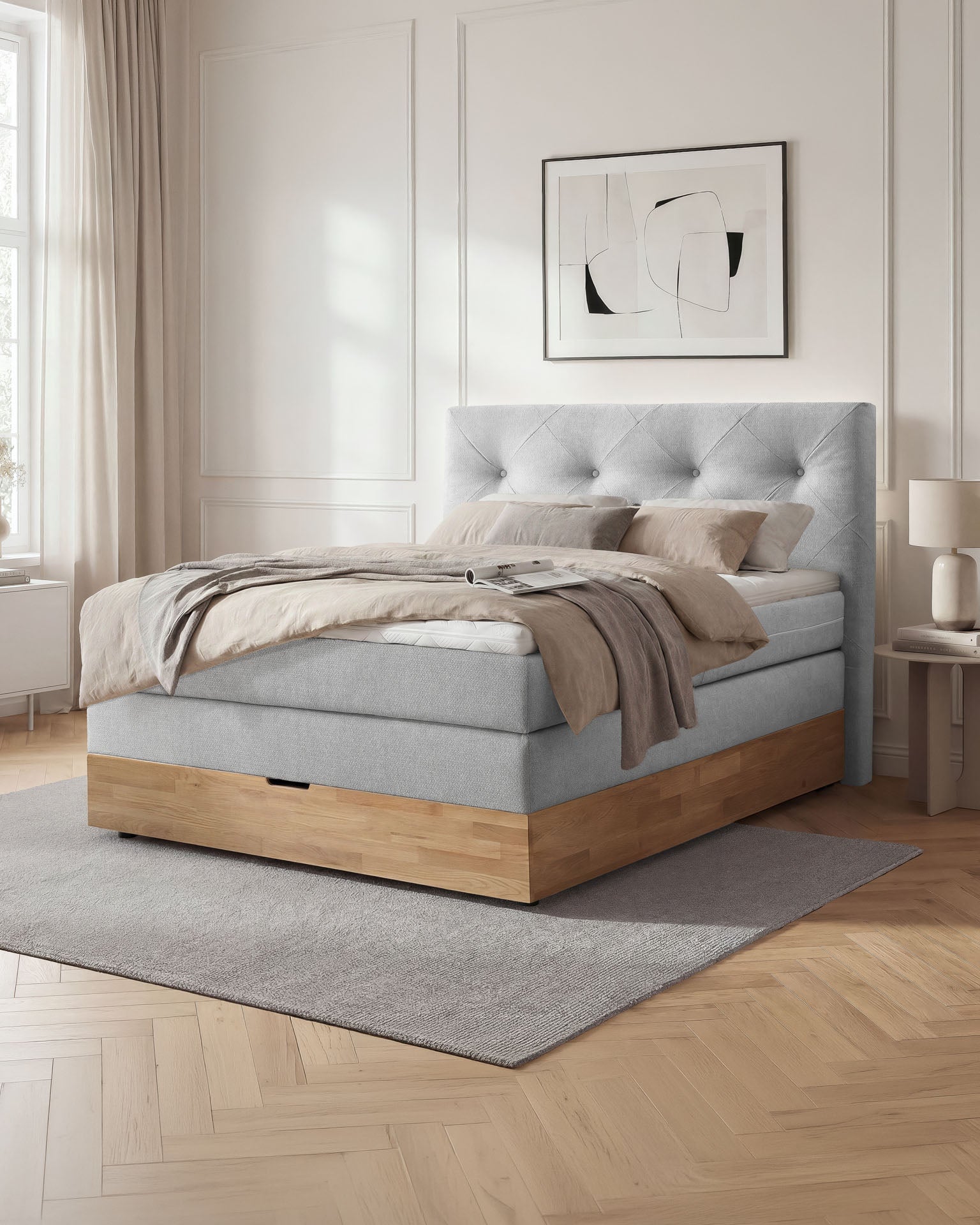 [SKU:ABM-140BTK-HLG] Boxspringbett 180x200 160x200 Bett Bettkasten Polsterbett Doppelbett Motorbett Bett elektrisch verstellbar Bett mit Motor