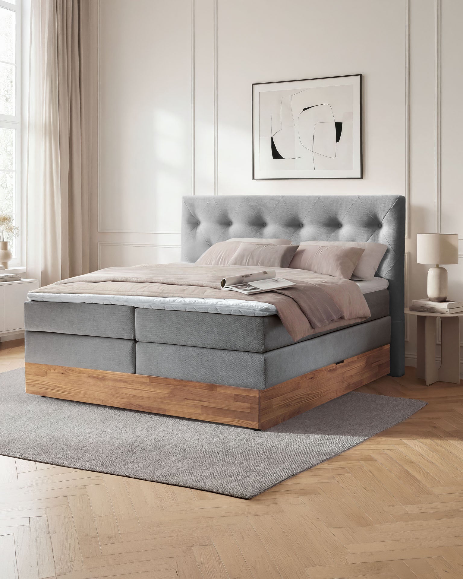 [SKU:ABM-160BTK-ANT,ABM-180BTK-ANT,ABM-200BTK-ANT] Boxspringbett 180x200 160x200 Bett Bettkasten Polsterbett Doppelbett Motorbett Bett elektrisch verstellbar Bett mit Motor