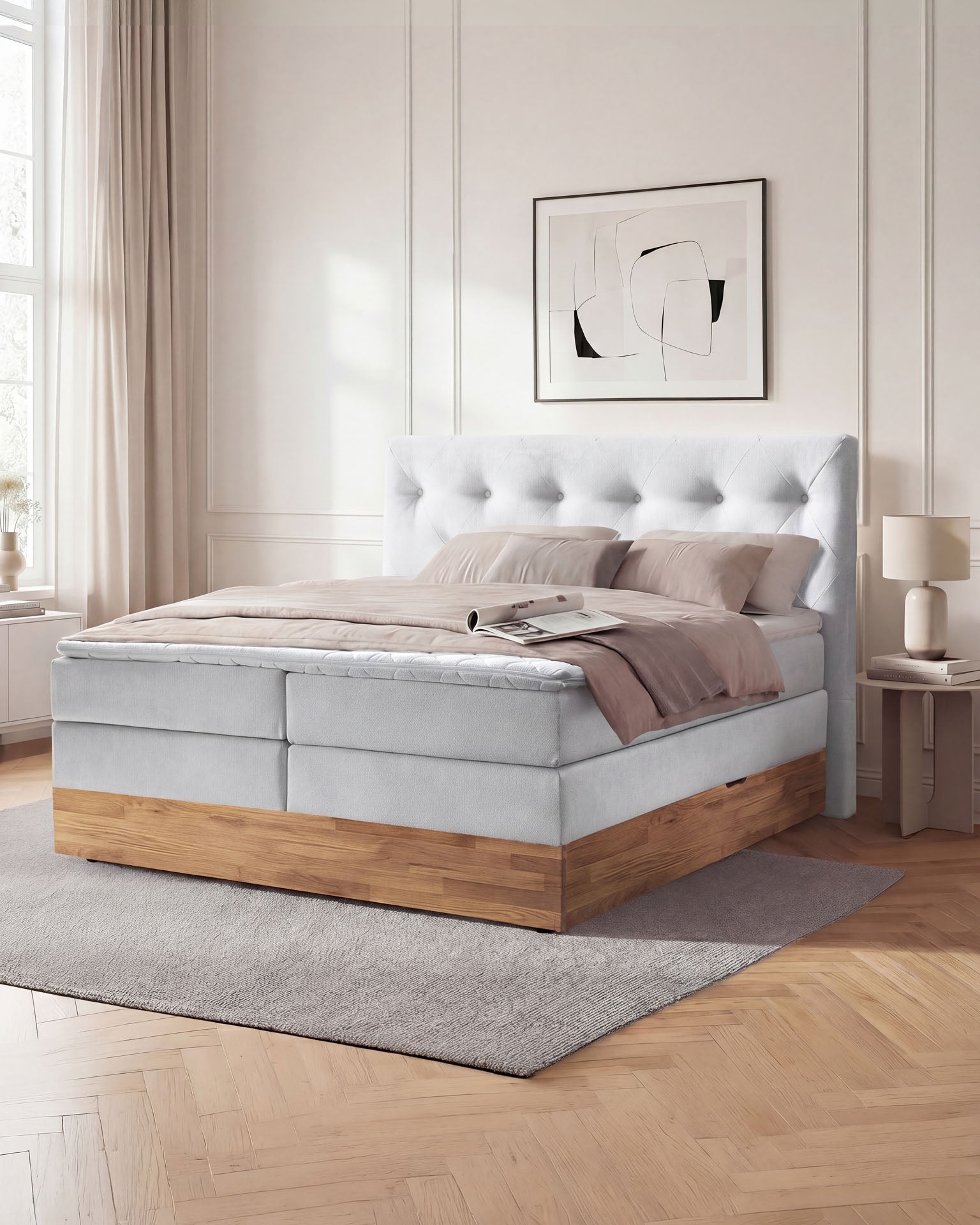 [SKU:ABM-160BTK-WSG,ABM-180BTK-WSG,ABM-200BTK-WSG] Boxspringbett 180x200 160x200 Bett Bettkasten Polsterbett Doppelbett Motorbett Bett elektrisch verstellbar Bett mit Motor