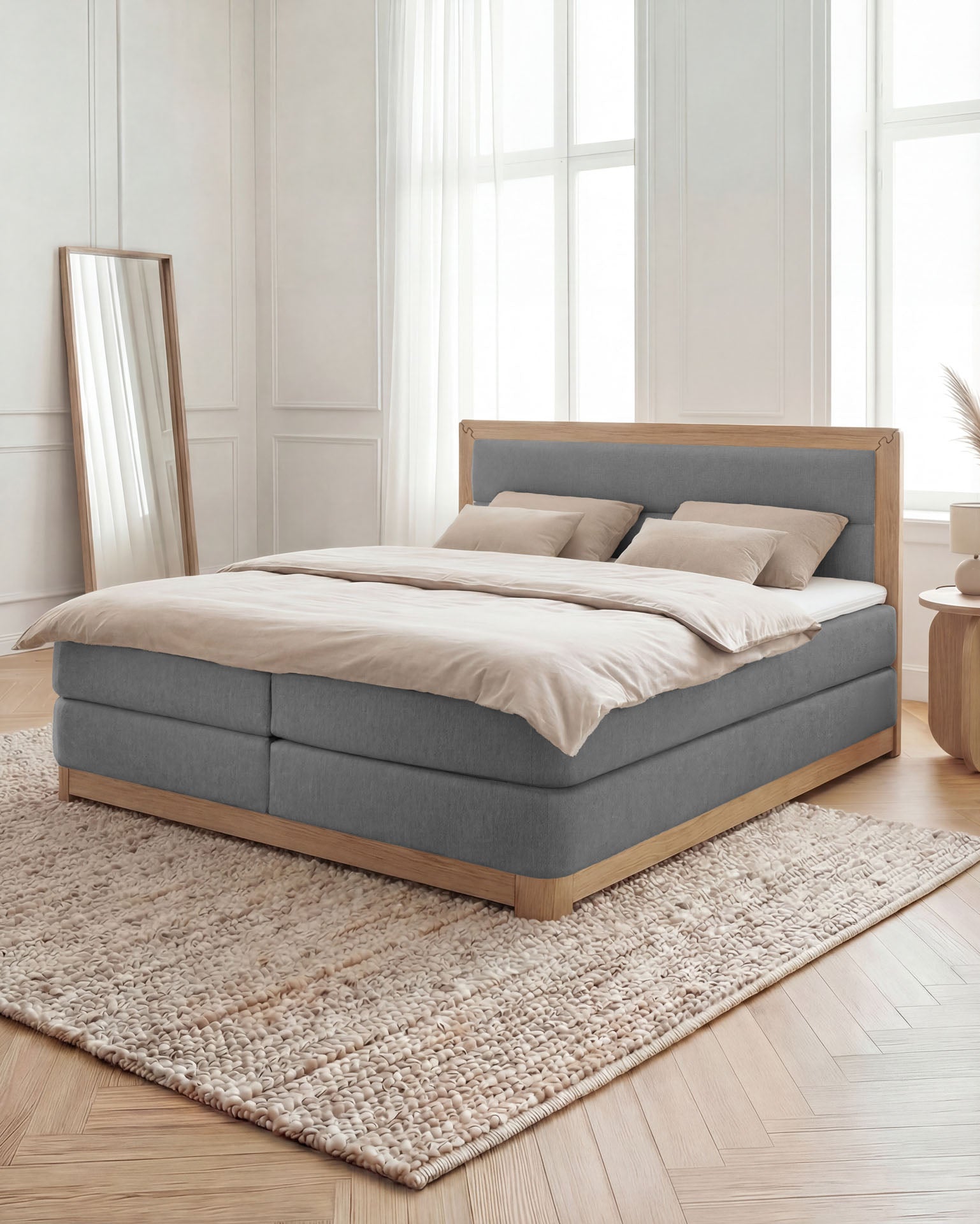 [SKU:VYG-140EC-GR,VYG-160EC-GR,VYG-180EC-GR,VYG-200EC-GR] Boxspringbett 180x200 160x200 Bett Bettkasten Polsterbett Doppelbett