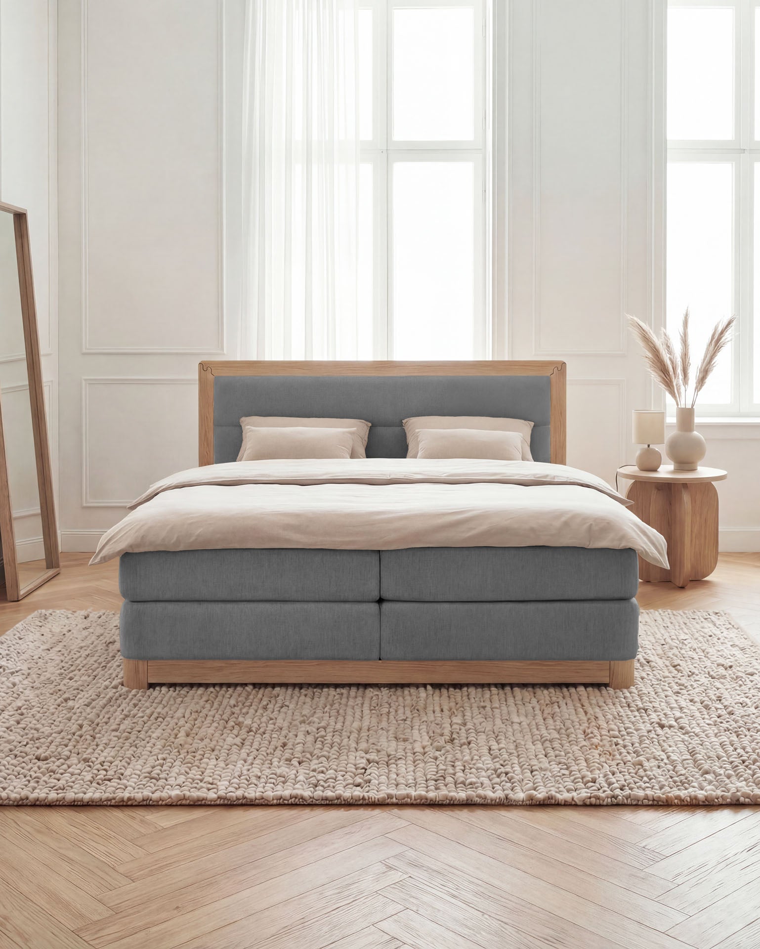[SKU:VYG-140EC-GR,VYG-160EC-GR,VYG-180EC-GR,VYG-200EC-GR] Boxspringbett 180x200 160x200 Bett Bettkasten Polsterbett Doppelbett