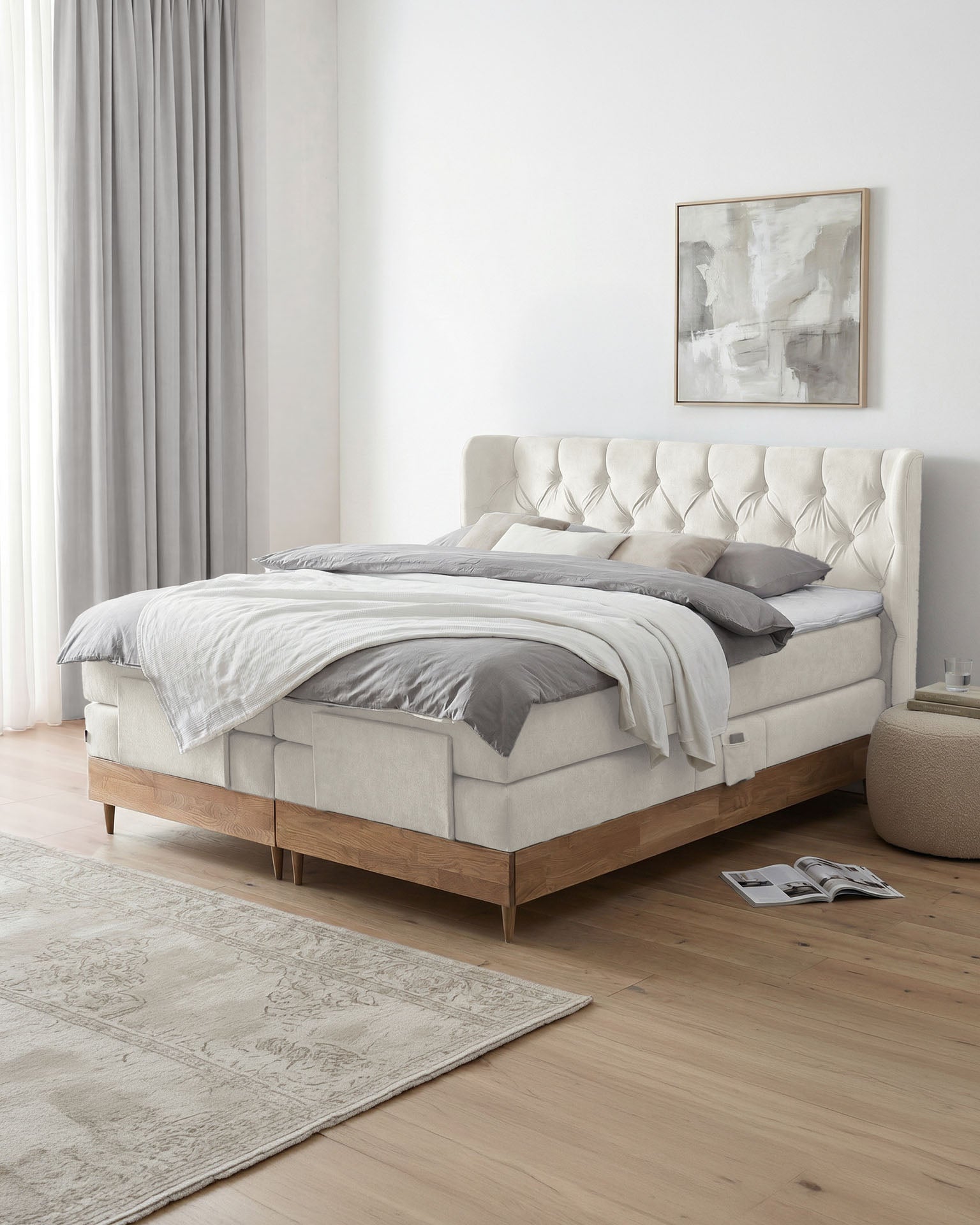 [SKU:EON-100EC-BEI-H2,EON-160EC-BEI-H2,EON-180EC-BEI-H2,EON-200EC-BEI-H2] Boxspringbett 180x200 160x200 Bett Bettkasten Polsterbett Doppelbett Motorbett Bett elektrisch verstellbar Bett mit Motor