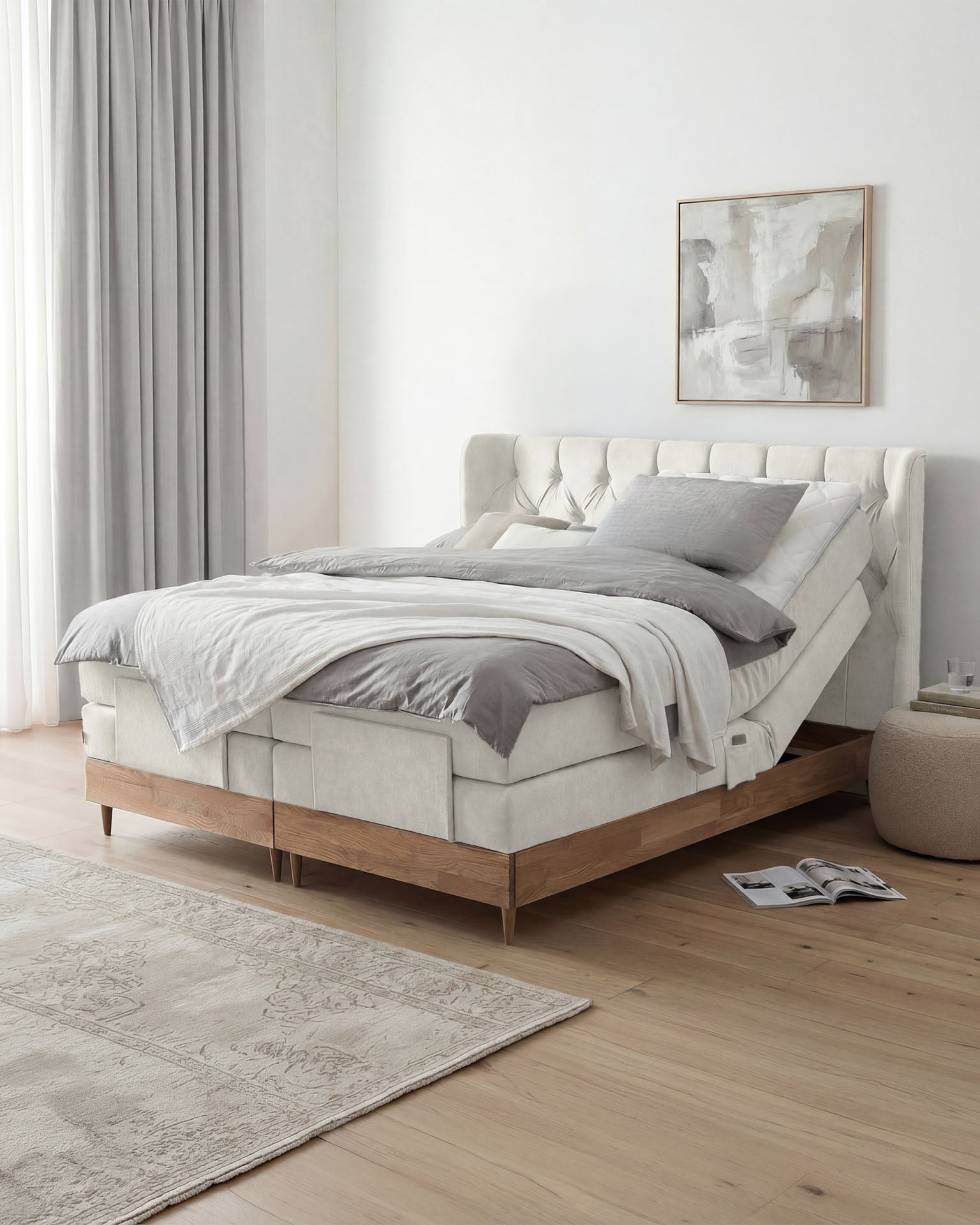 [SKU:EON-100EC-BEI-H2,EON-160EC-BEI-H2,EON-180EC-BEI-H2,EON-200EC-BEI-H2] Boxspringbett 180x200 160x200 Bett Bettkasten Polsterbett Doppelbett Motorbett Bett elektrisch verstellbar Bett mit Motor