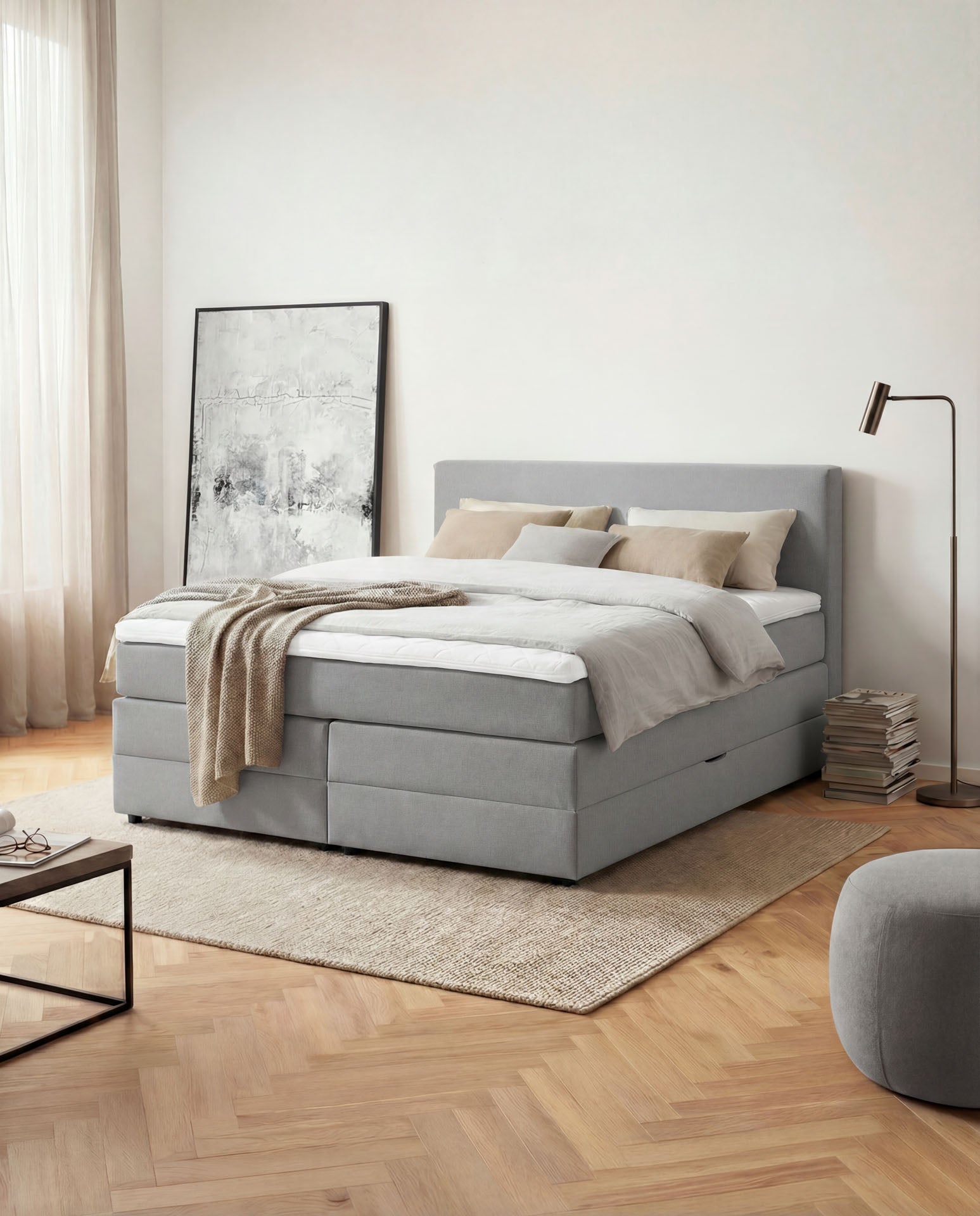 [SKU:LOFT-140-HLG,LOFT-160-HLG,LOFT-180-HLG,LOFT-200-HLG] Boxspringbett 180x200 160x200 Bett Bettkasten Polsterbett Doppelbett Motorbett Bett elektrisch verstellbar Bett mit Motor