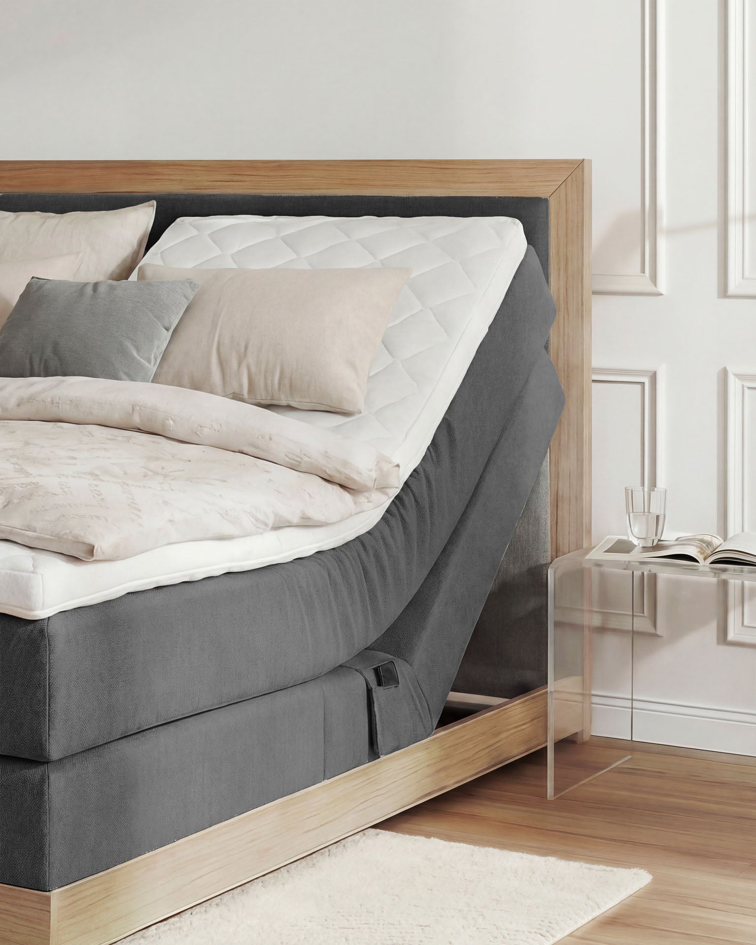 [SKU:MODELA-100-ANT,MODELA-160-ANT,MODELA-180-ANT,MODELA-200-ANT] Boxspringbett 180x200 160x200 Bett Bettkasten Polsterbett Doppelbett Motorbett Bett elektrisch verstellbar Bett mit Motor