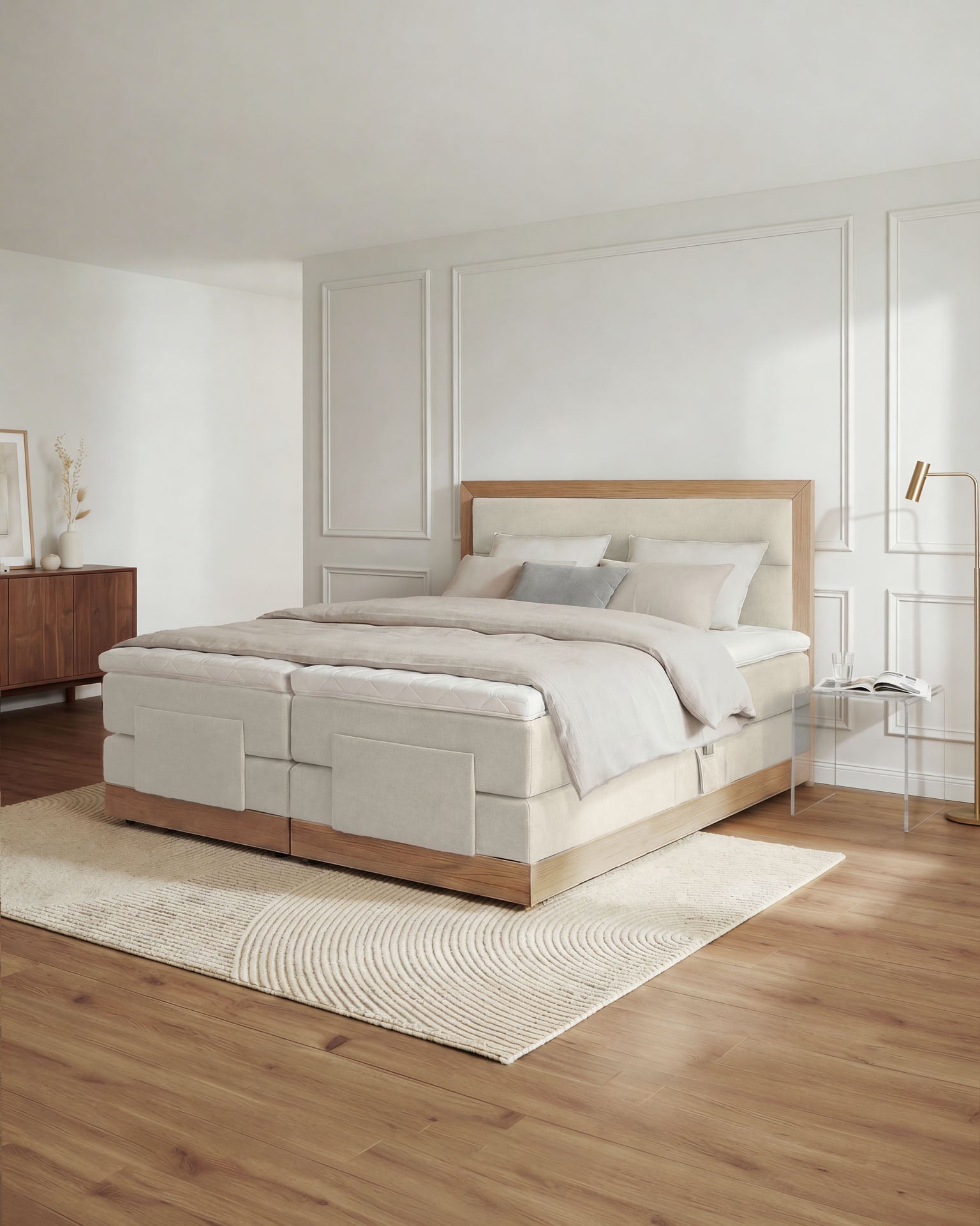 [SKU:MODELA-100-BEI,MODELA-160-BEI,MODELA-180-BEI,MODELA-200-BEI] Boxspringbett 180x200 160x200 Bett Bettkasten Polsterbett Doppelbett Motorbett Bett elektrisch verstellbar Bett mit Motor