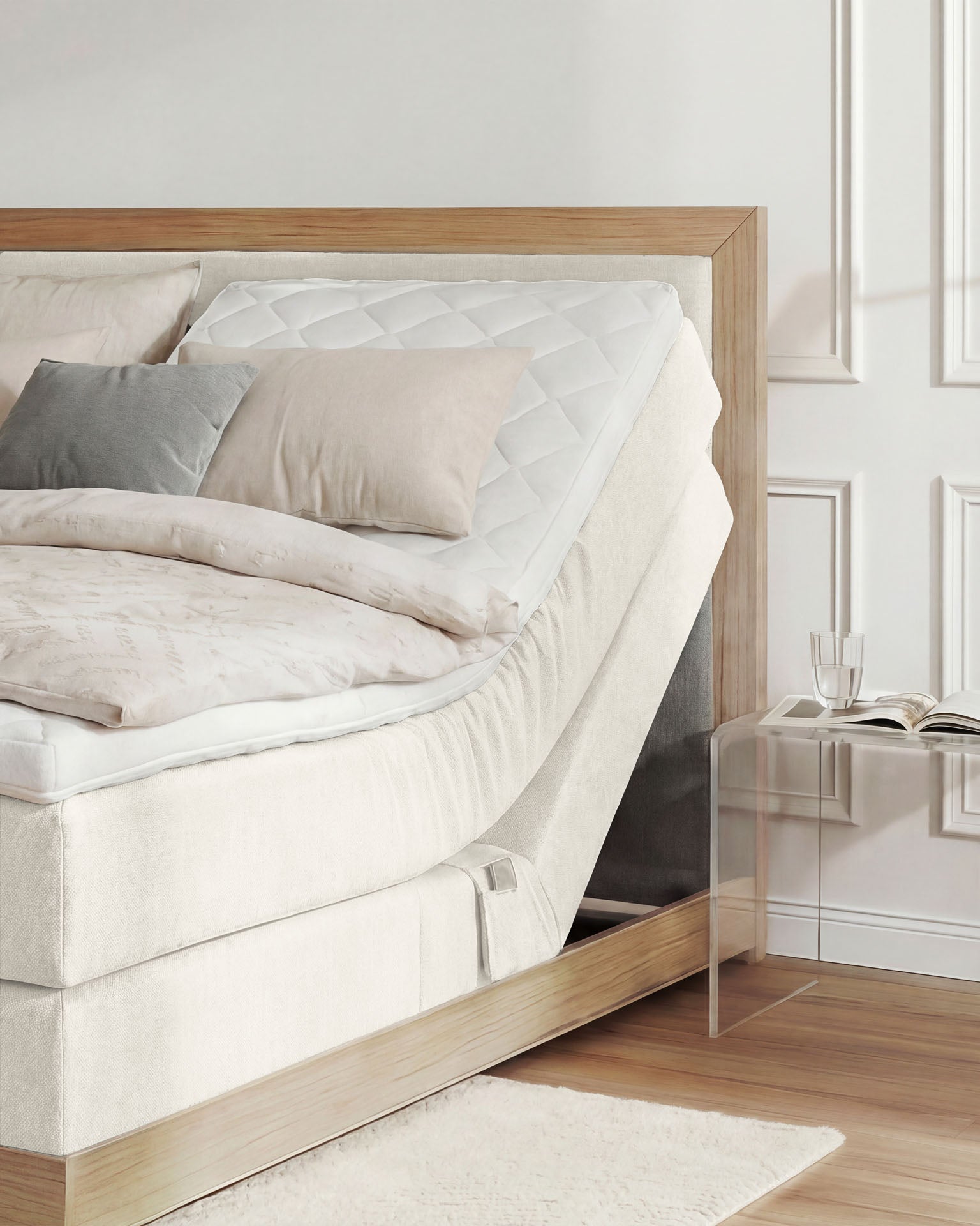 [SKU:MODELA-100-BEI,MODELA-160-BEI,MODELA-180-BEI,MODELA-200-BEI] Boxspringbett 180x200 160x200 Bett Bettkasten Polsterbett Doppelbett Motorbett Bett elektrisch verstellbar Bett mit Motor