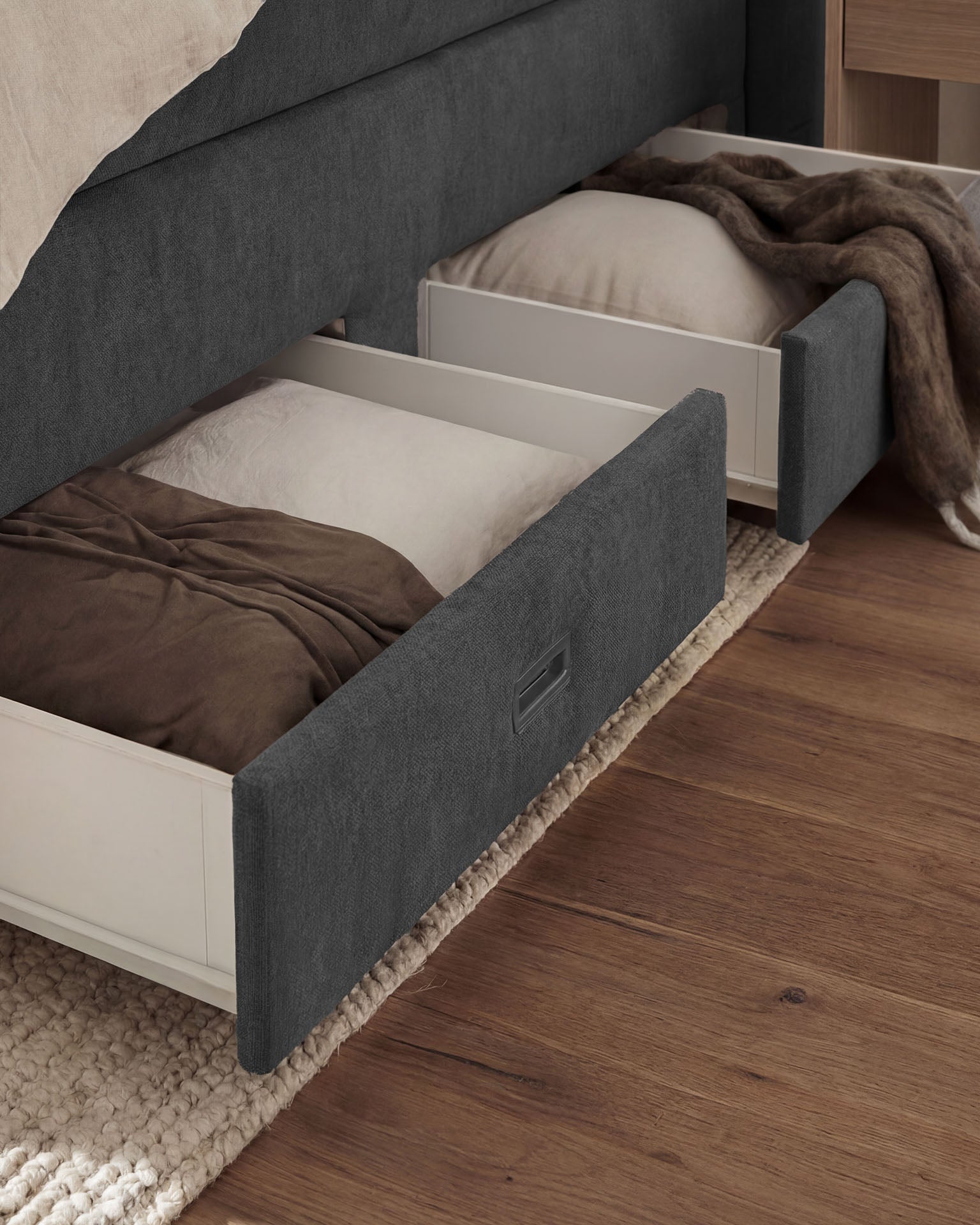 [SKU:LARA-160-DKGR,LARA-180-DKGR,LARA-200-DKGR] Boxspringbett 180x200 160x200 Bett Bettkasten Polsterbett Doppelbett Motorbett Bett elektrisch verstellbar Bett mit Motor