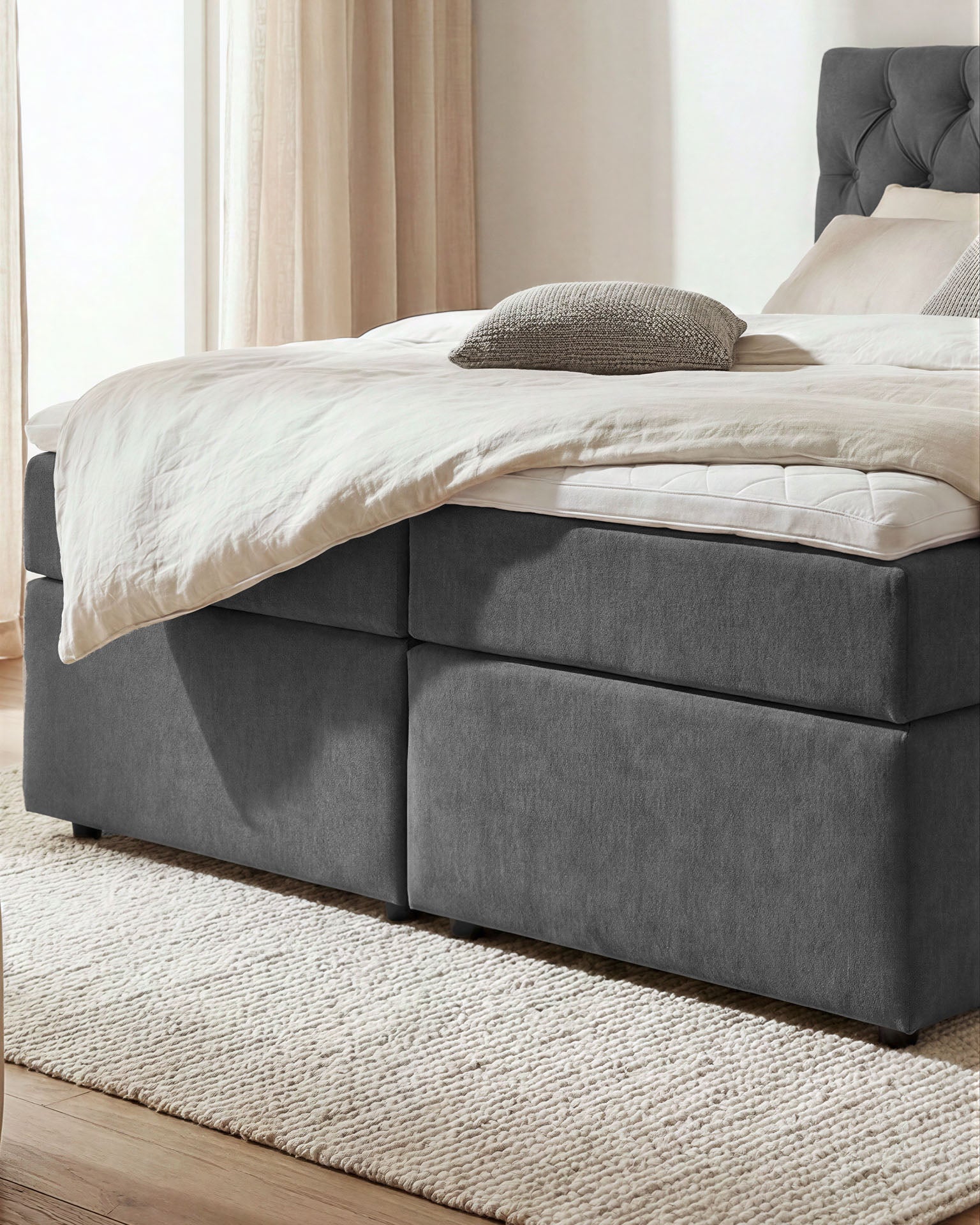 [SKU:LARA-160-DKGR,LARA-180-DKGR,LARA-200-DKGR] Boxspringbett 180x200 160x200 Bett Bettkasten Polsterbett Doppelbett Motorbett Bett elektrisch verstellbar Bett mit Motor