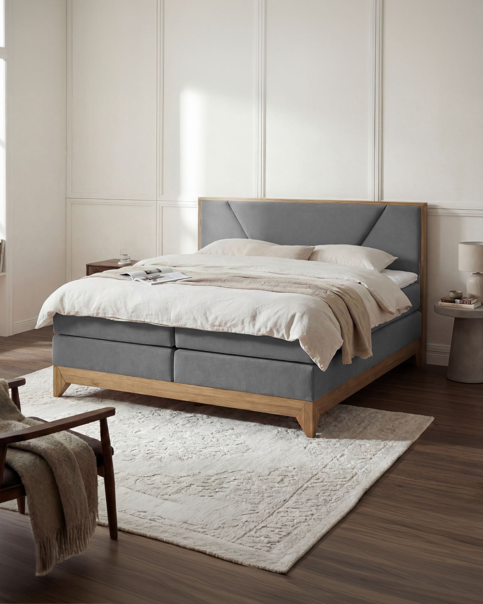 [SKU:RIVIERA-140-ANT,RIVIERA-160-ANT,RIVIERA-180-ANT,RIVIERA-200-ANT] Boxspringbett 180x200 160x200 Bett Bettkasten Polsterbett Doppelbett Motorbett Bett elektrisch verstellbar Bett mit Motor